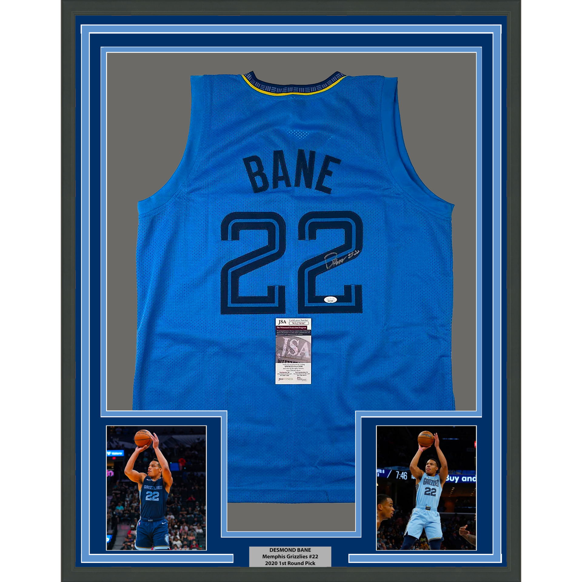 Dennis Rodman Autographed and Framed Blue Detroit Jersey JSA COA