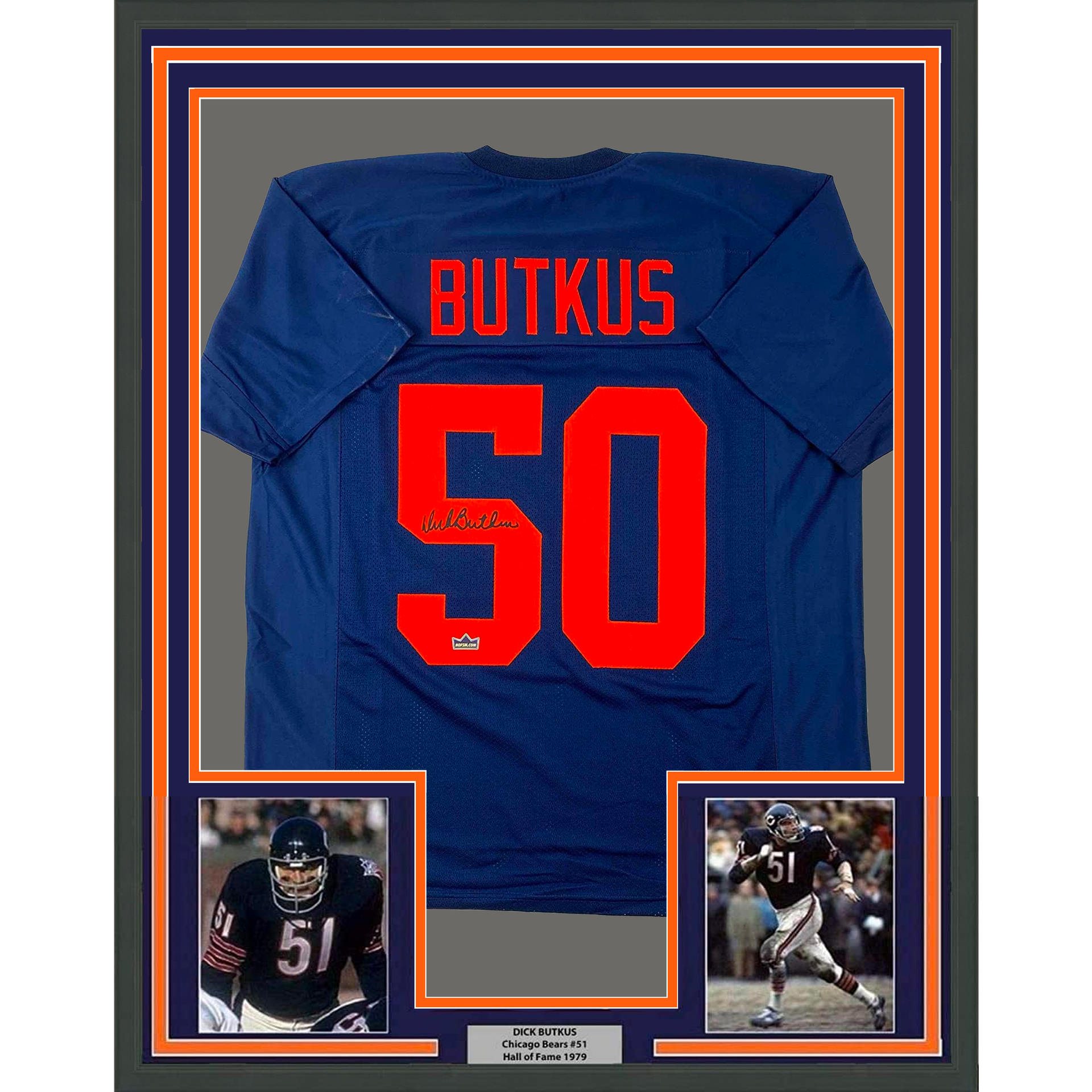 DICK BUTKUS AUTOGRAPHED CHICAGO BEARS STAT JERSEY JSA