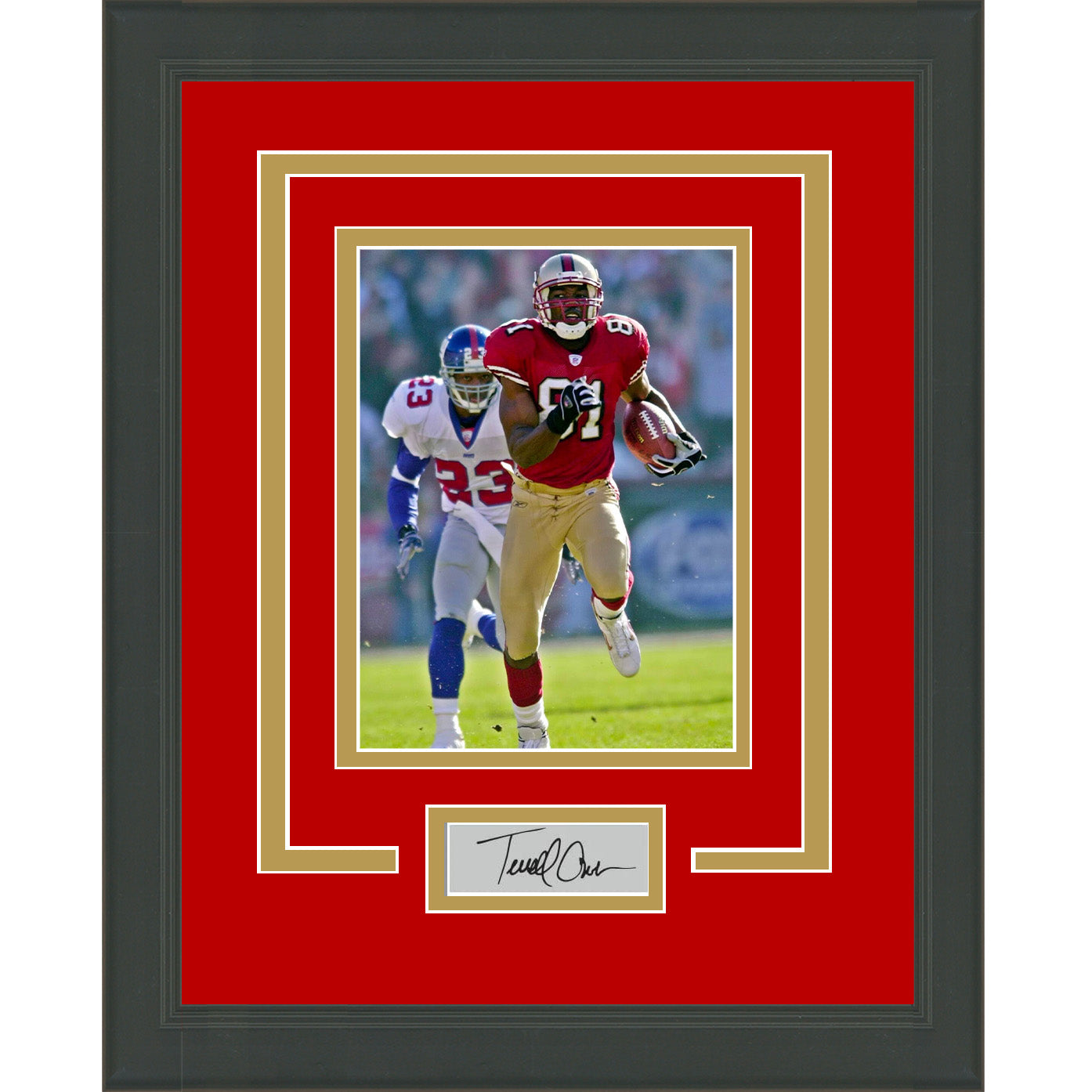 Framed Terrell Owens Facsimile Laser Engraved Signature Auto San Francisco  49ers 14x17 Football Photo - Hall of Fame Sports Memorabilia