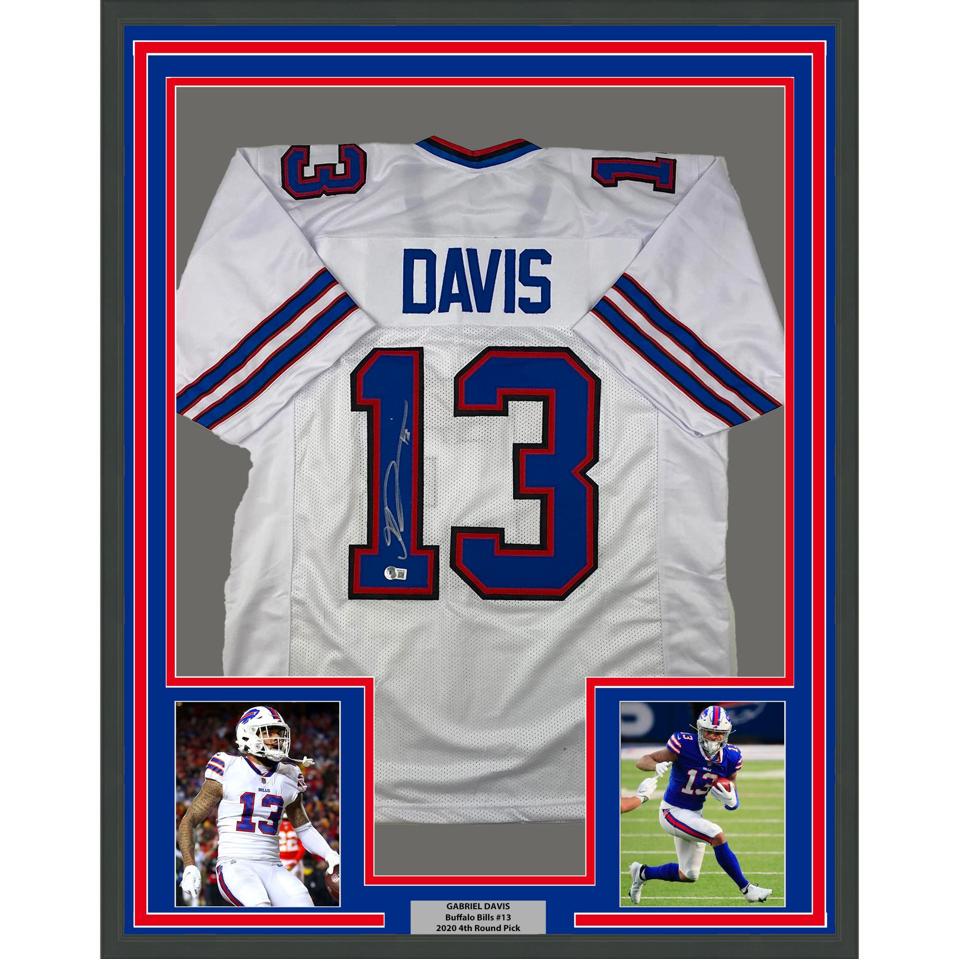 Framed Autographed/Signed Gabriel Gabe Davis 33x42 Buffalo White Football  Jersey Beckett BAS COA - Hall of Fame Sports Memorabilia