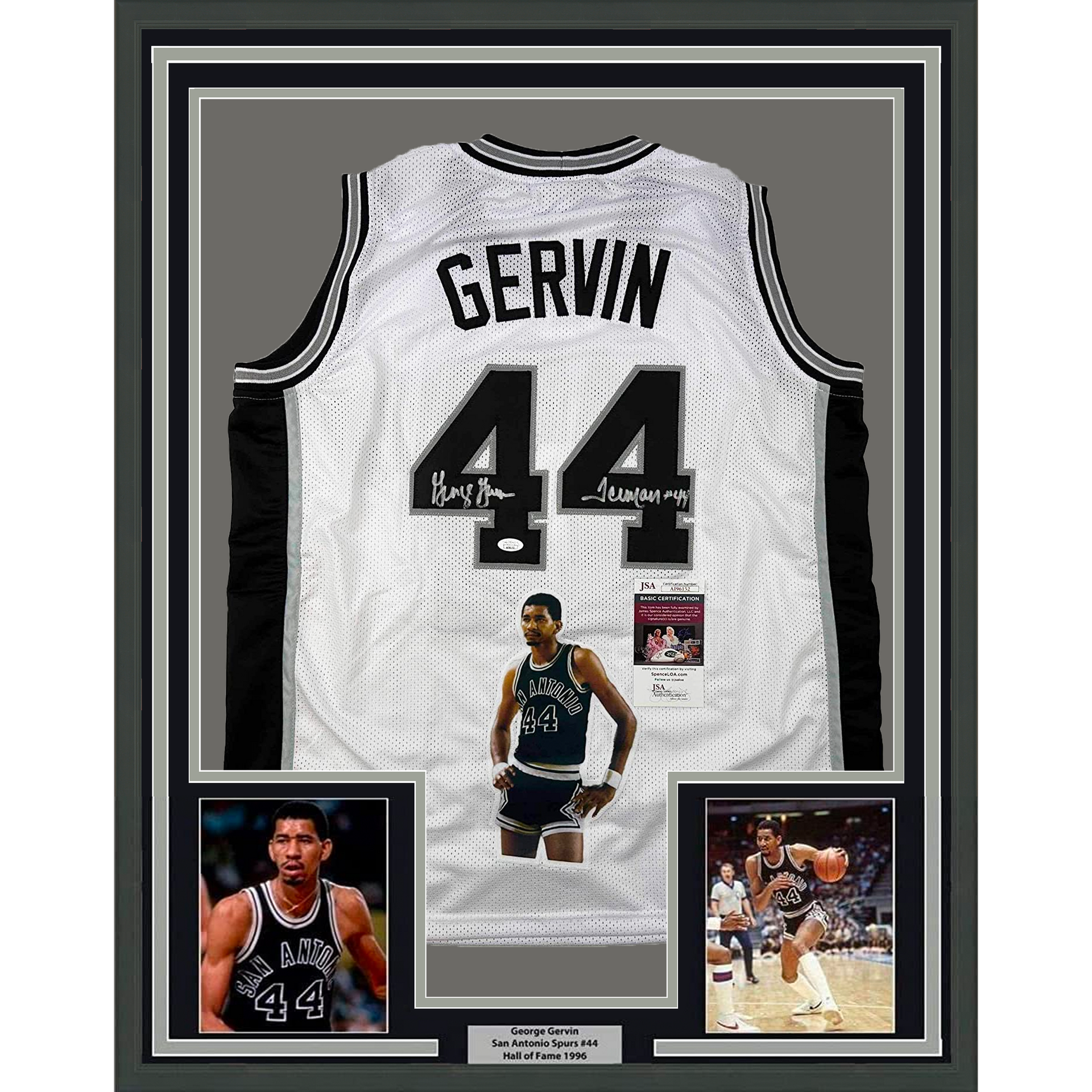 George Gervin Signed San Antonio Spurs Hockey Style Jersey (JSA COA) T –
