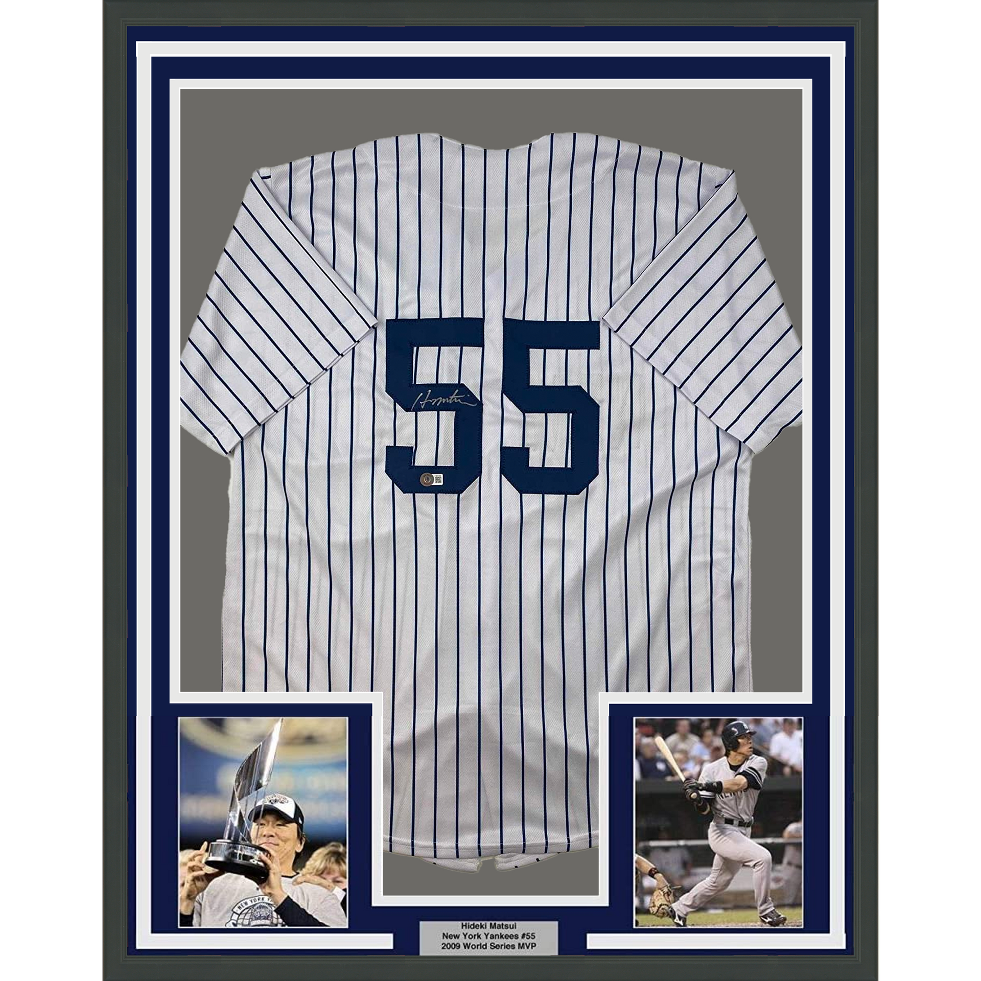 Framed Autographed/Signed Hideki Matsui 33x42 New York Pinstripe Baseball  Jersey Beckett BAS COA - Hall of Fame Sports Memorabilia