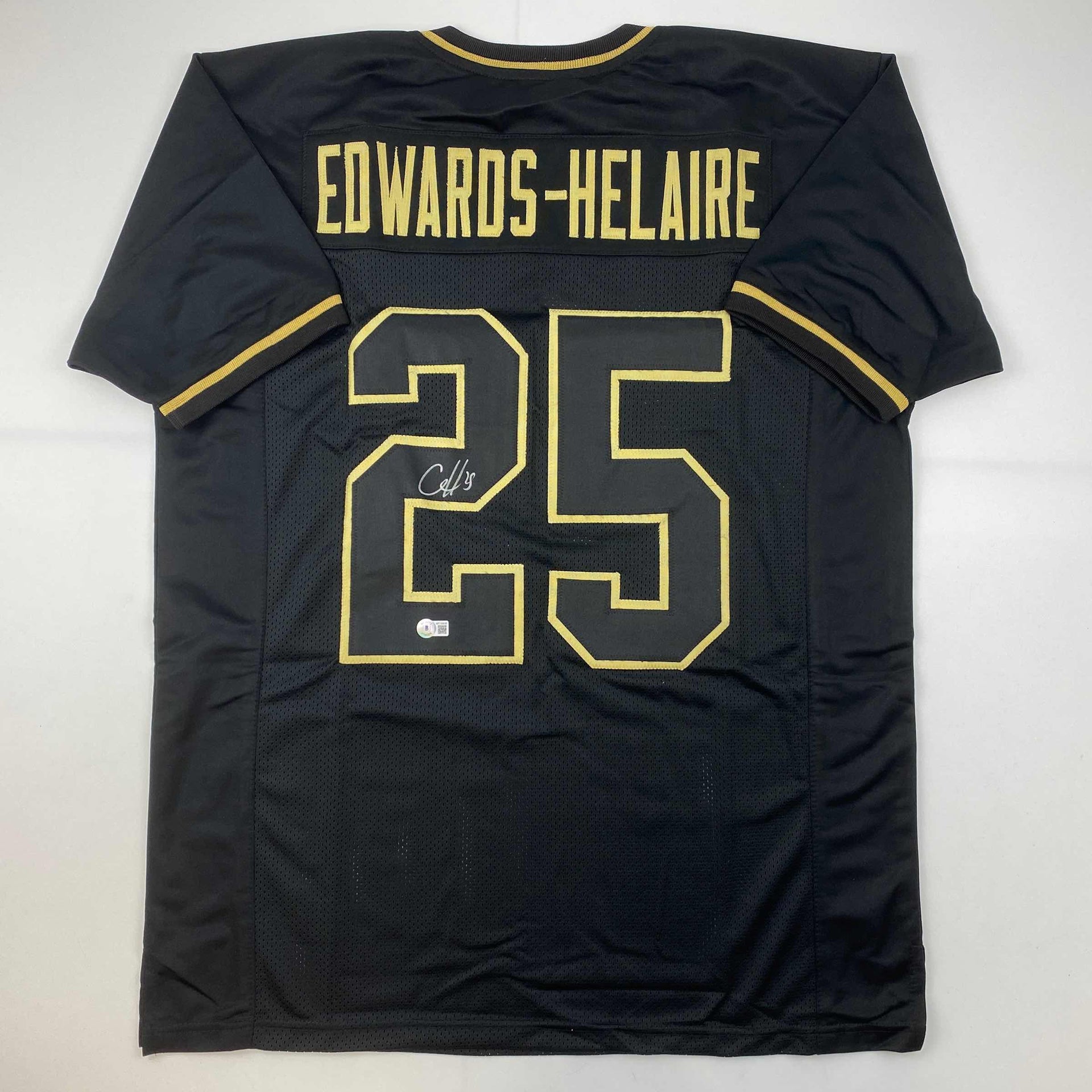 Autographed/Signed Clyde Edwards-Helaire Kansas City Blackout Football  Jersey Beckett BAS COA - Hall of Fame Sports Memorabilia