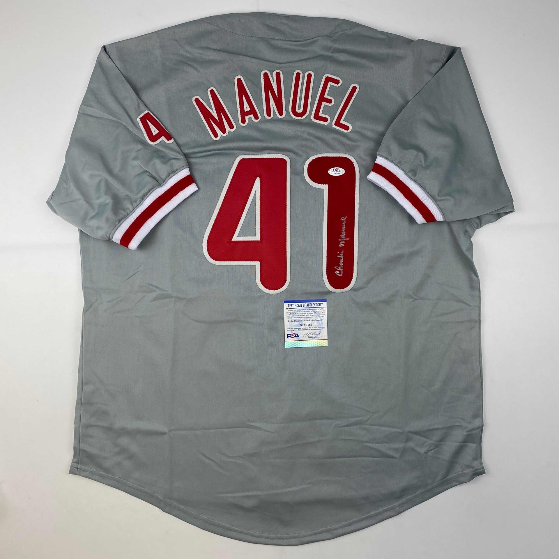 Autographed/Signed Charlie Manuel Philadelphia Pinstripe Baseball Jersey  PSA/DNA COA - Hall of Fame Sports Memorabilia