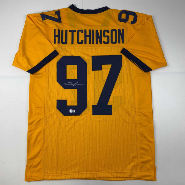 Aidan Hutchinson Autographed Detroit (Blue #97) Custom Jersey