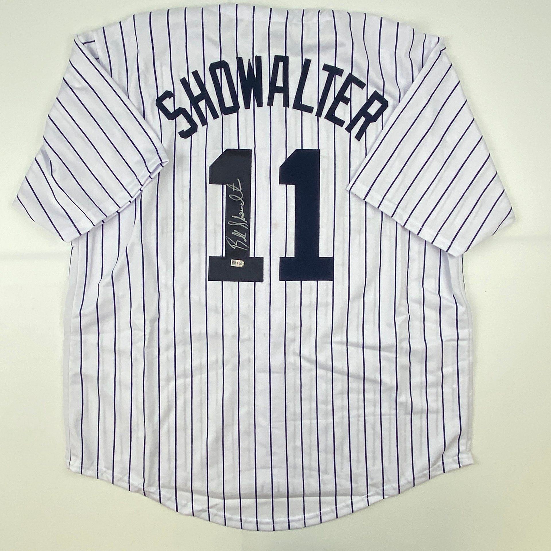 Autographed/Signed Buck Showalter New York Pinstripe Baseball
