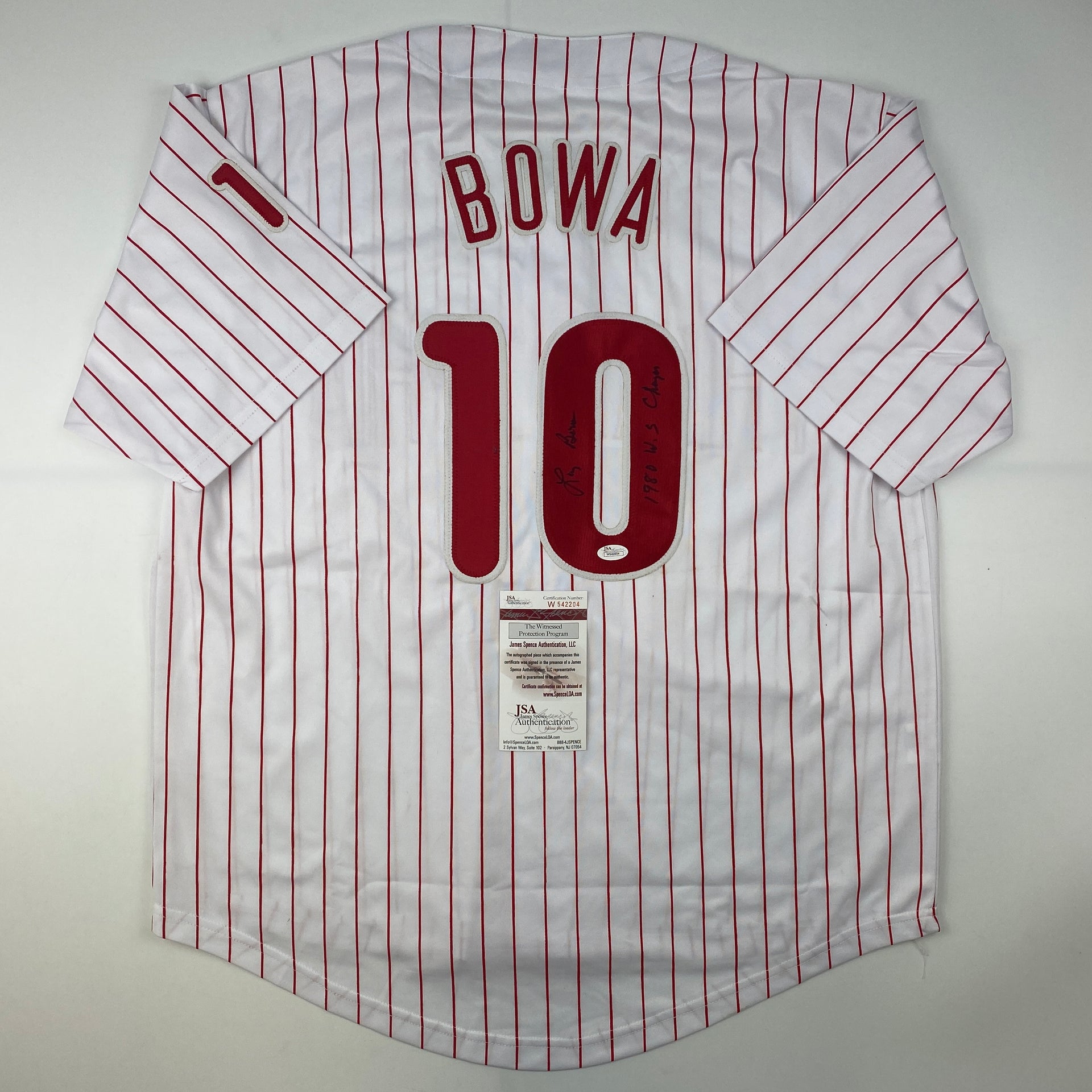 Larry Bowa Signed Philadelphia Phillies Jersey (JSA COA) 1980