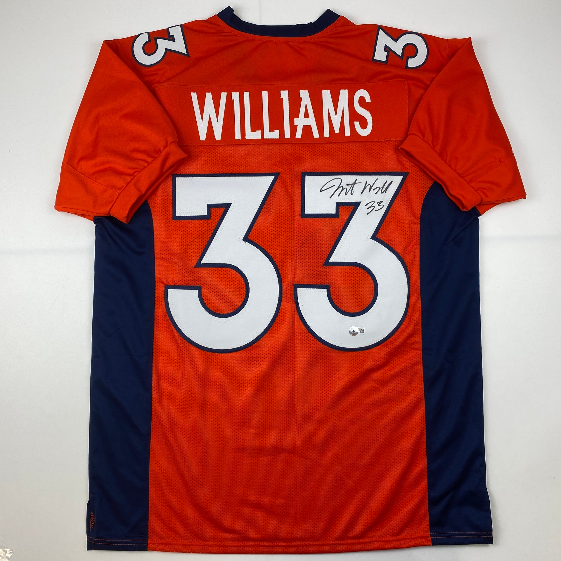 Autographed/Signed Javonte Williams Denver Orange Football Jersey Beckett  BAS COA - Hall of Fame Sports Memorabilia