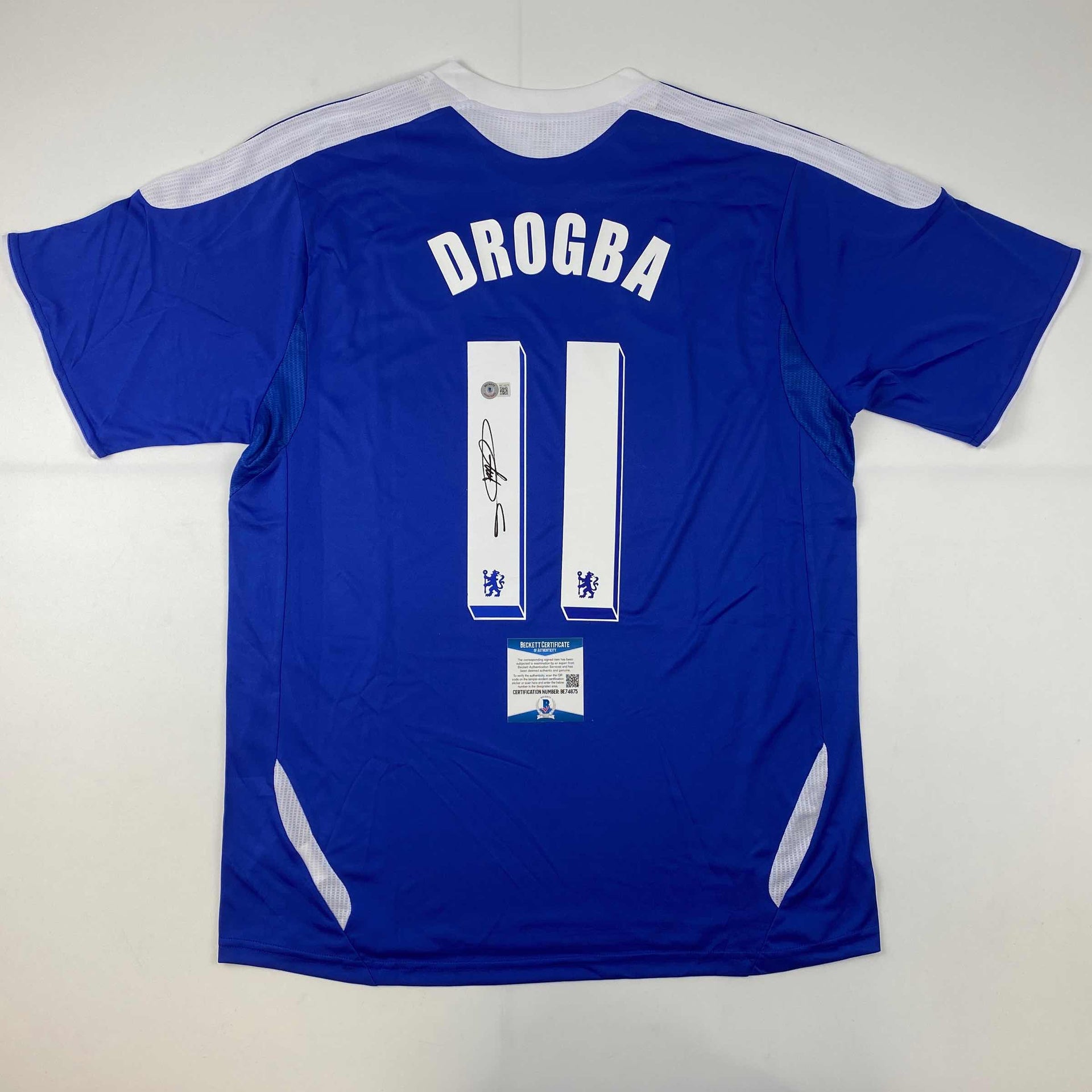 Autographed/Signed Didier Drogba Chelsea FC Blue Soccer Futbol