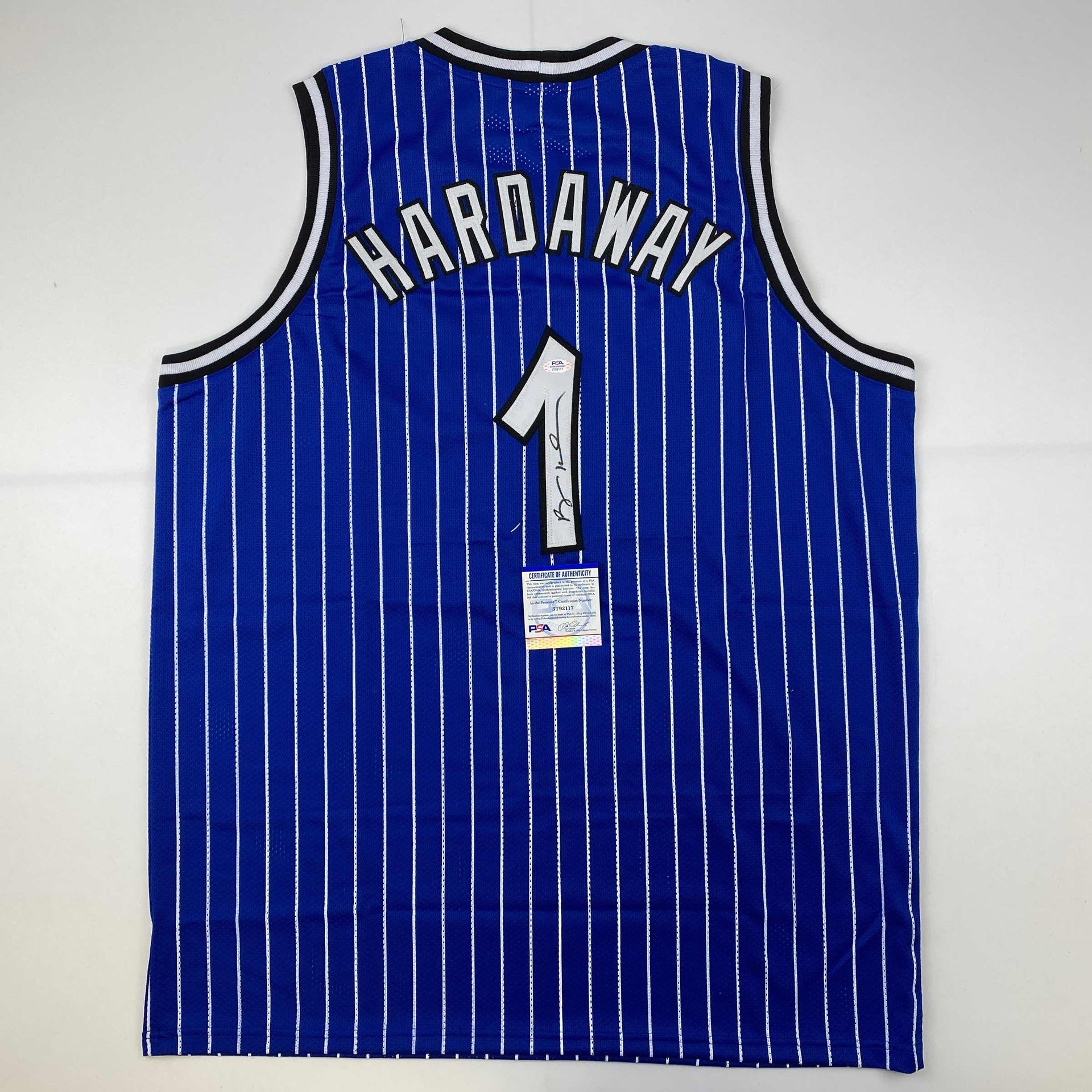 Penny Hardaway Autographed Orlando Blue Pinstripe Basketball Jersey Be –  Golden Autographs
