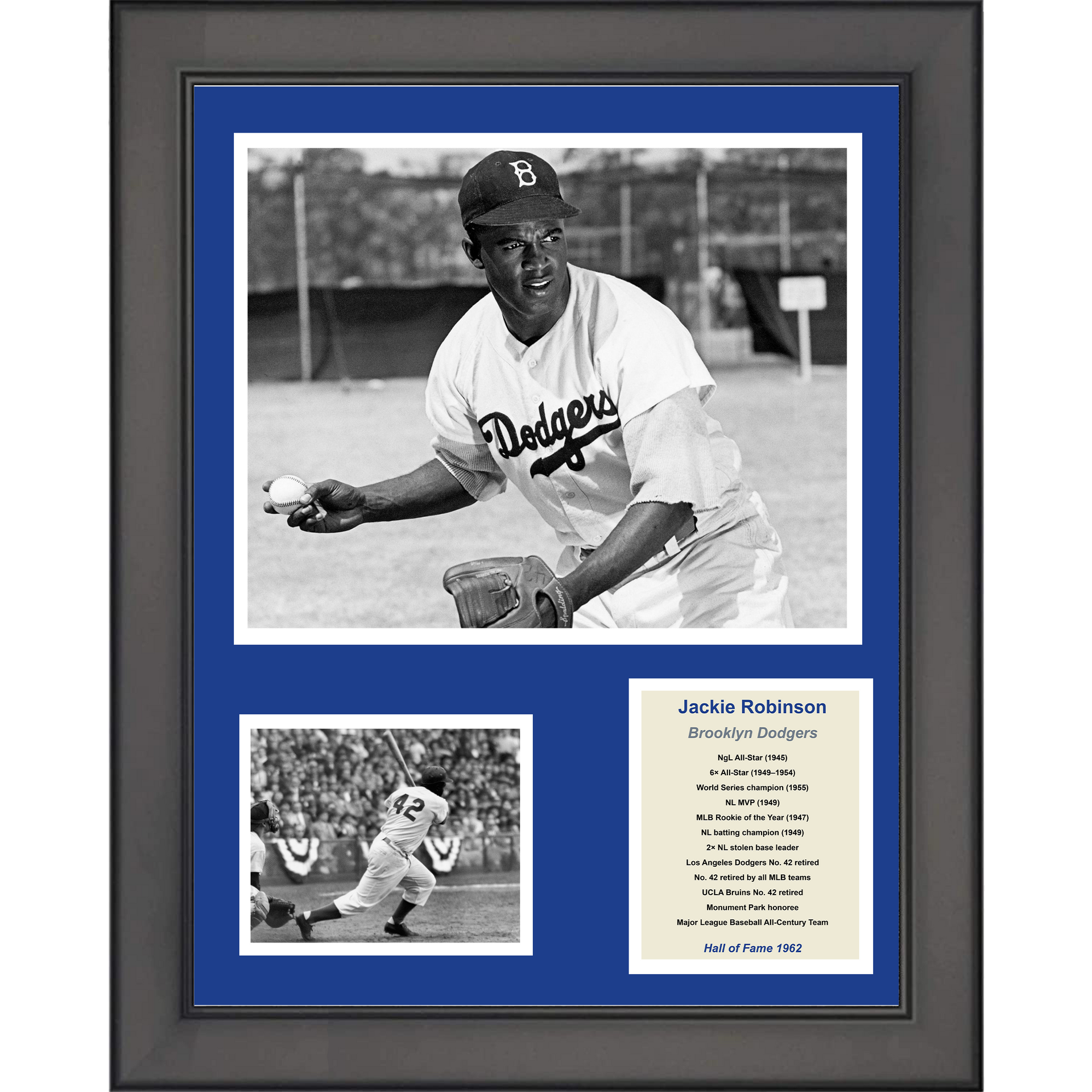 Framed Jackie Robinson Hall of Fame Brooklyn Dodgers Baseball 12x15 Photo  Collage - Hall of Fame Sports Memorabilia