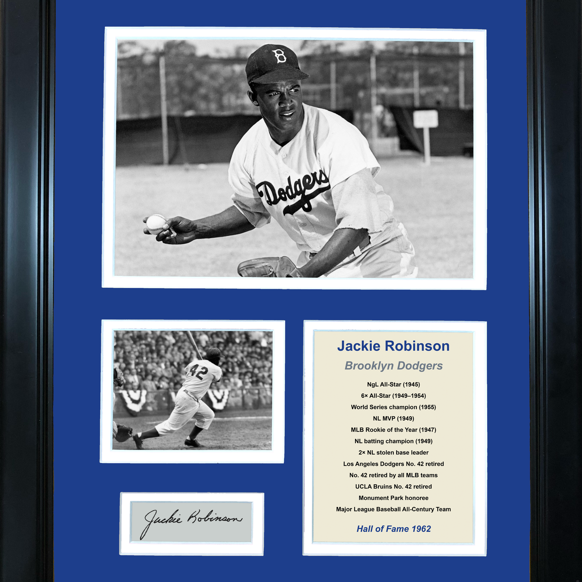 Jackie Robinson Autographed Cut Signature Framed