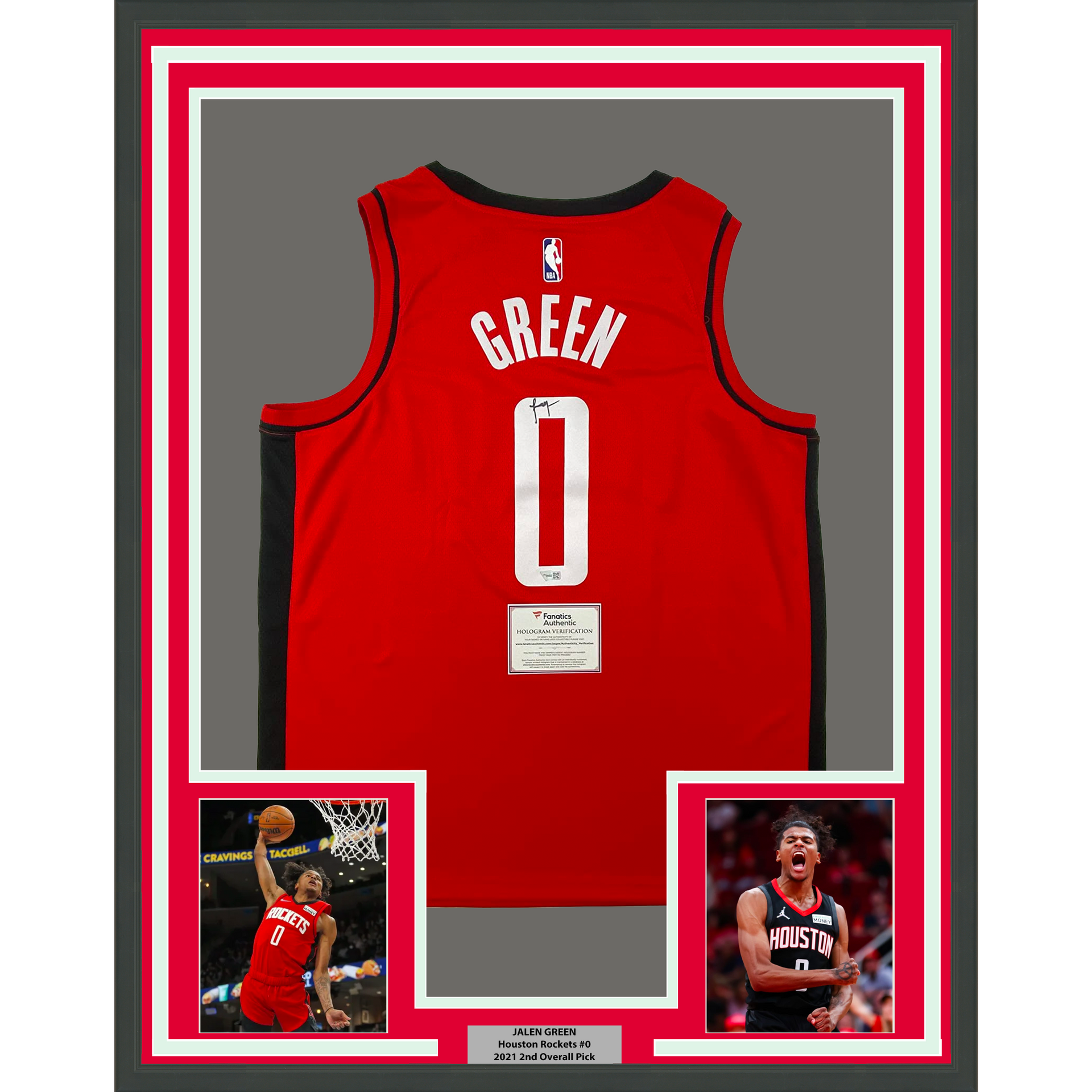 Framed Autographed/Signed Jalen Green 33x42 Houston Rockets Red Authentic Basketball  Jersey Fanatics COA - Hall of Fame Sports Memorabilia