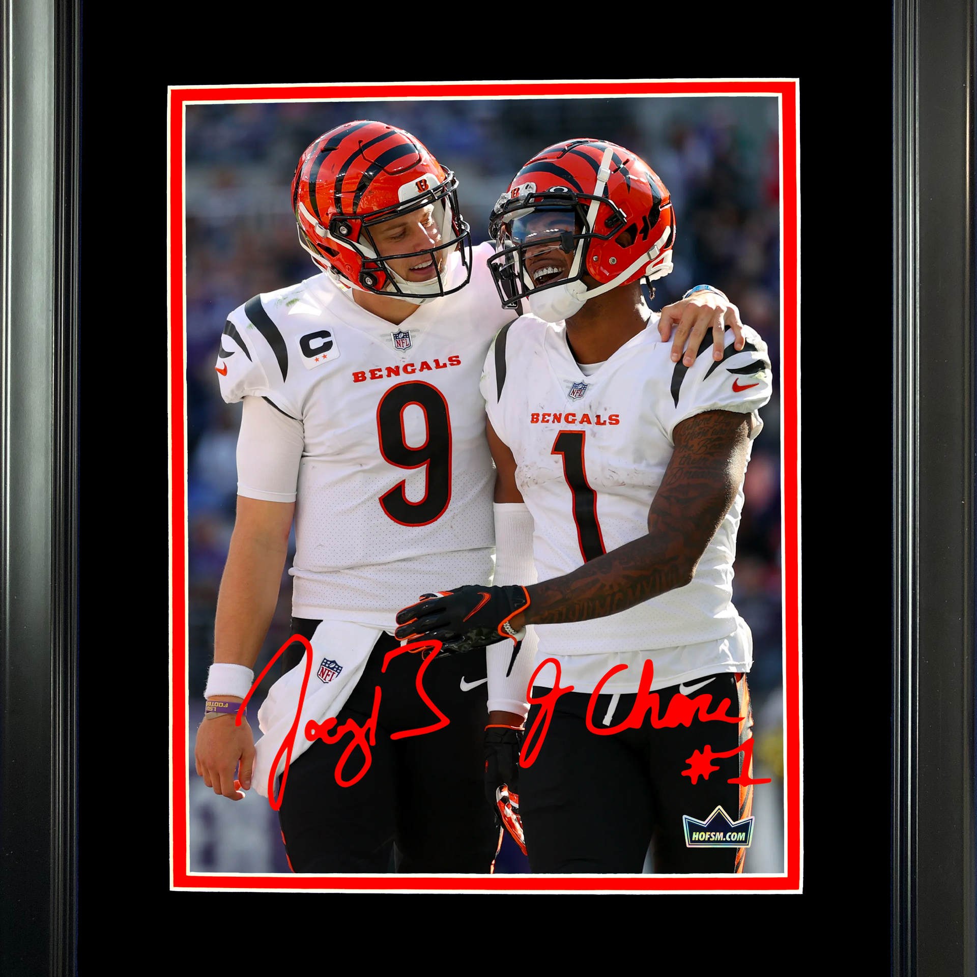 Framed Joe Burrow Ja'Marr Chase Cincinnati Bengals Dual Facsimile Laser  Engraved Signature Auto 12x15 Football Photo HOFSM Holo - Hall of Fame  Sports Memorabilia