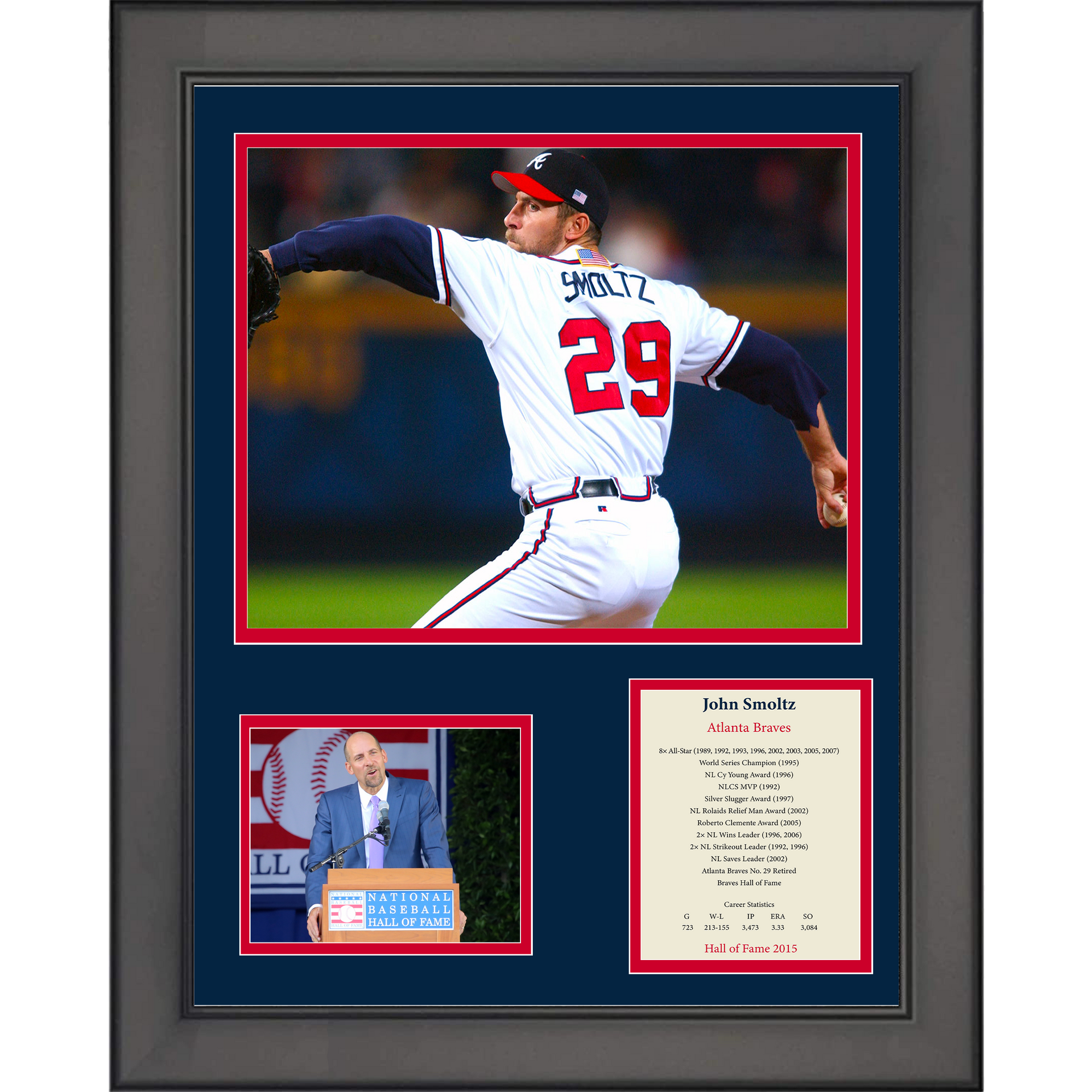 John Smoltz Braves Signed Framed Jersey