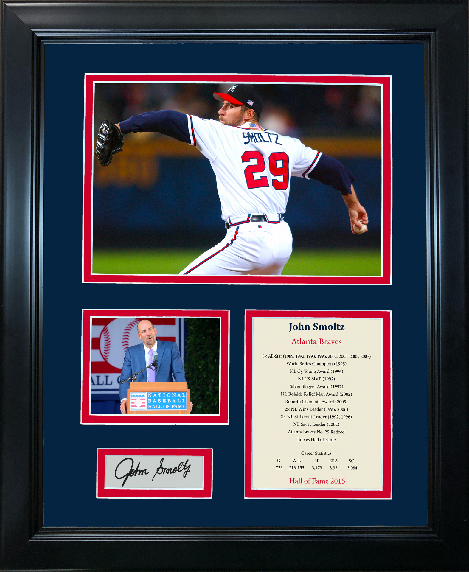 John Smoltz Signed Framed 11x14 Atlanta Braves Photo BAS – Sports