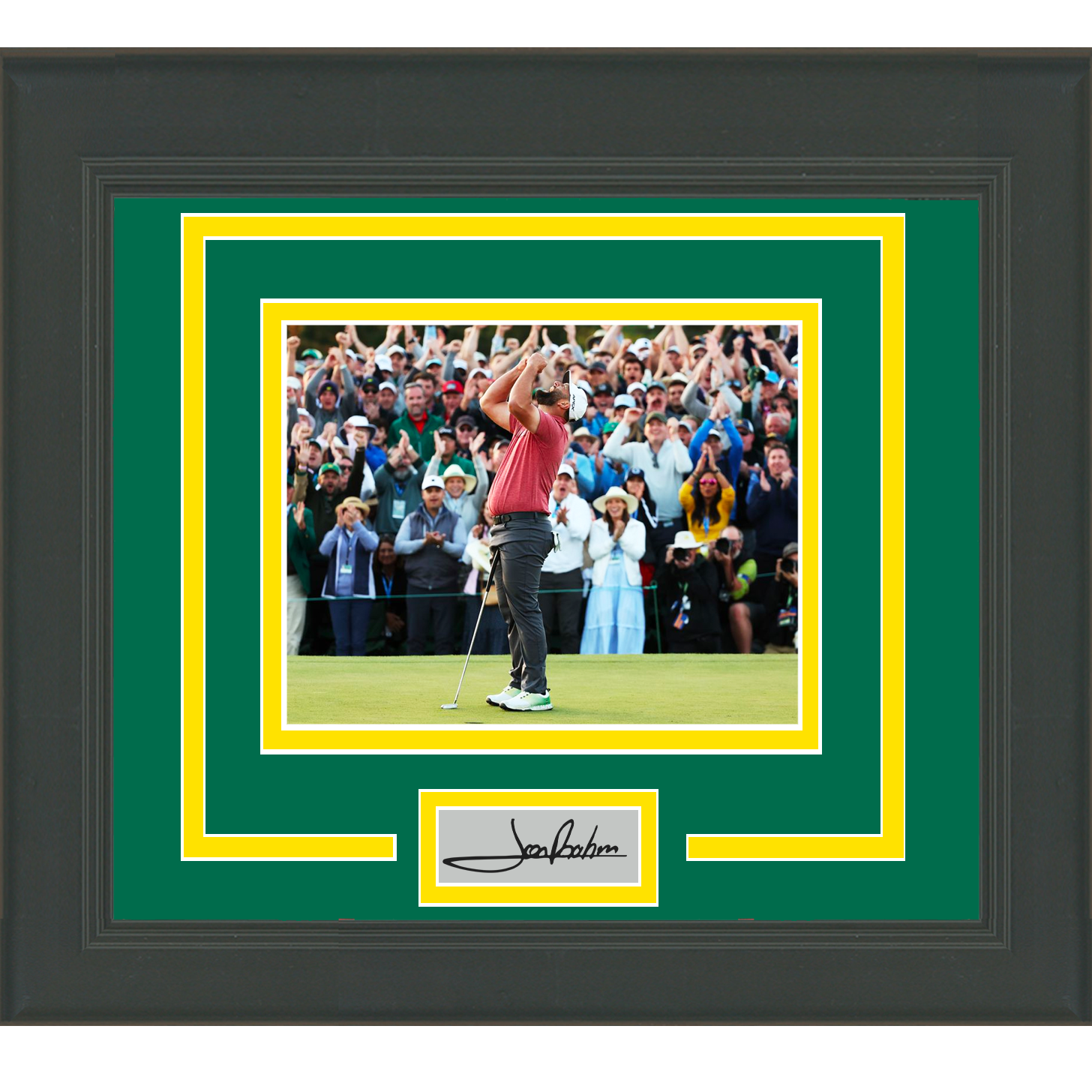 Framed Jon Rahm 2023 Masters Champion Facsimile Laser Engraved Signature Auto 15x16 PGA Golf Photo