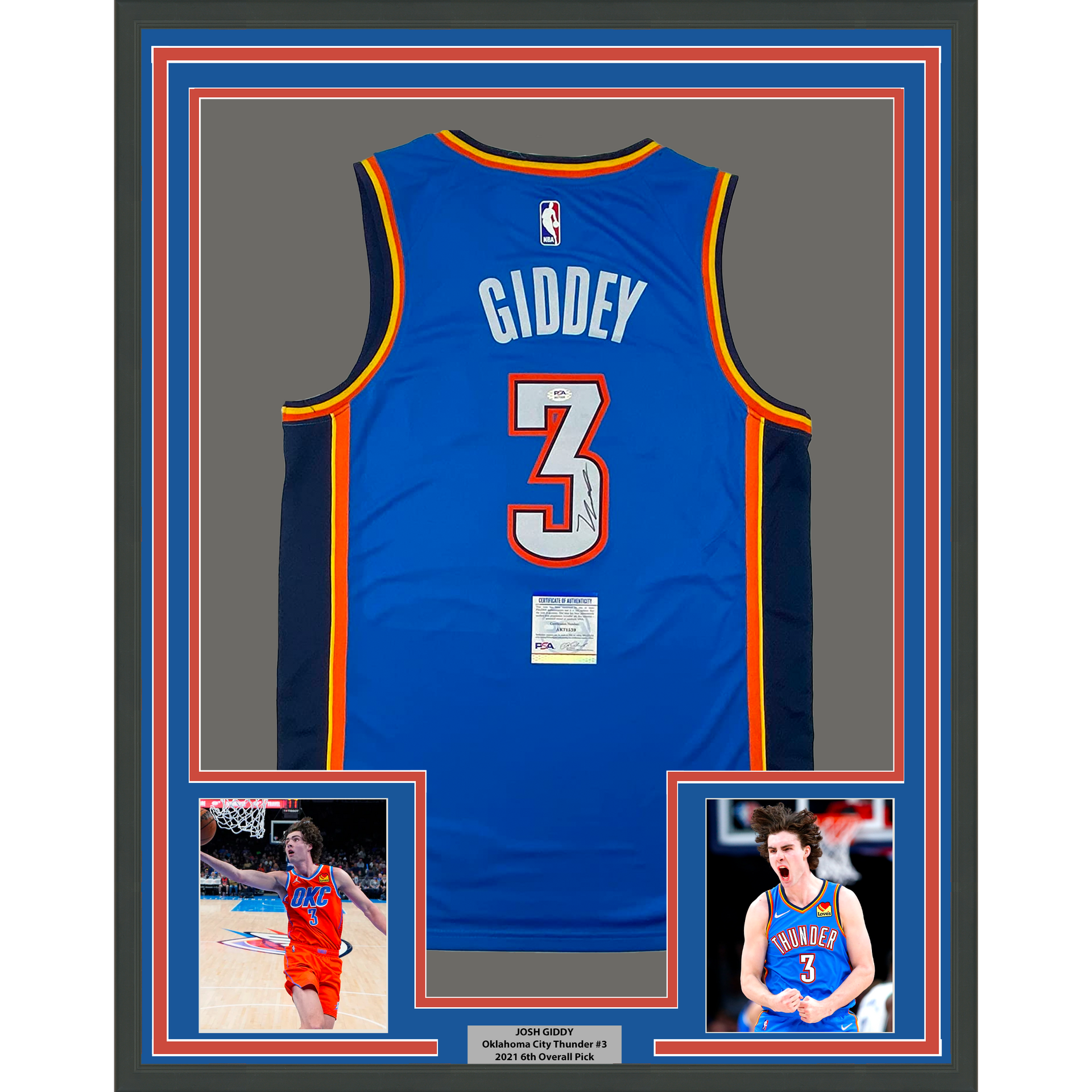 Dennis Rodman Autographed & Framed Blue Pistons Jersey JSA COA