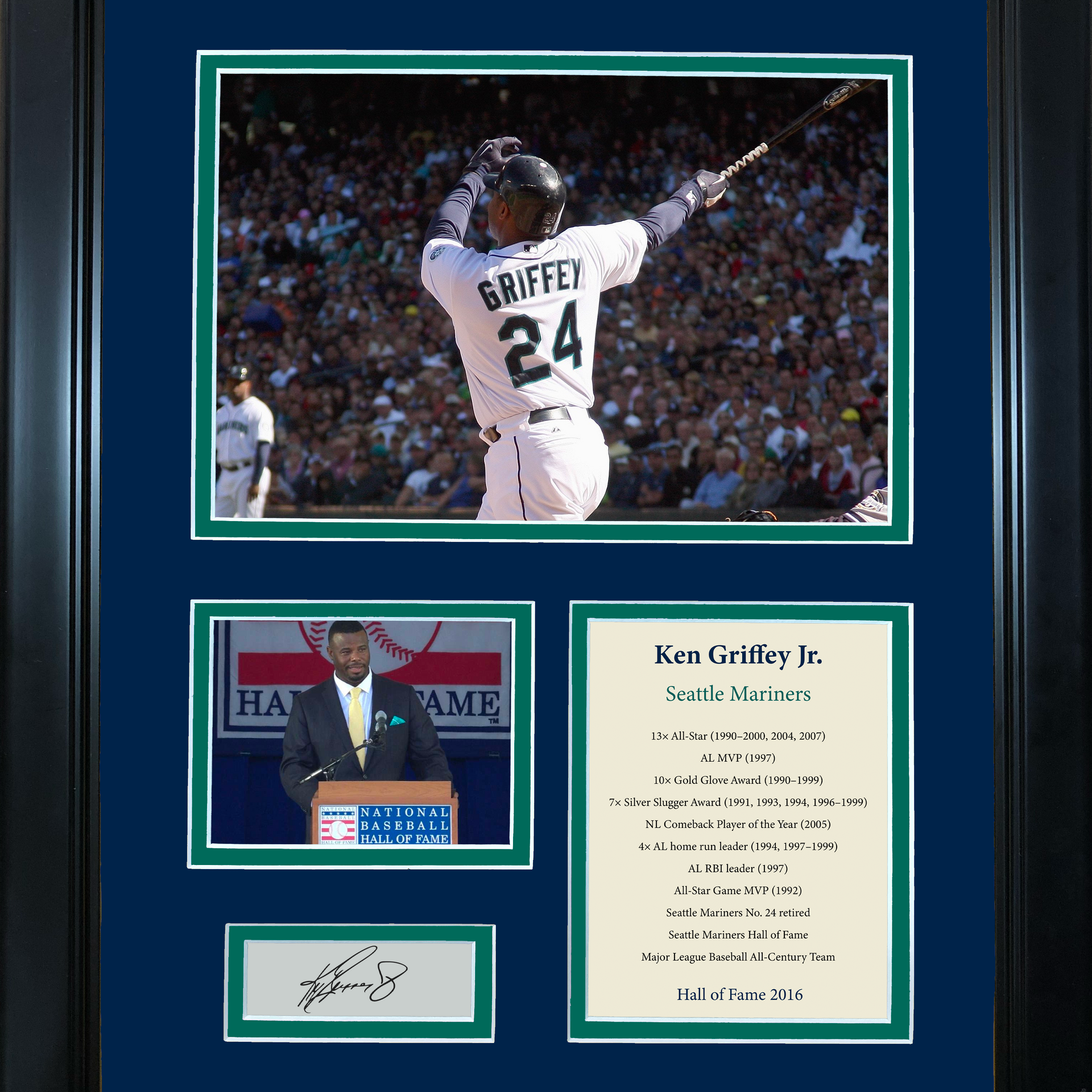 Ken Griffey Jr. Autographed and Framed Teal Mariners Jersey