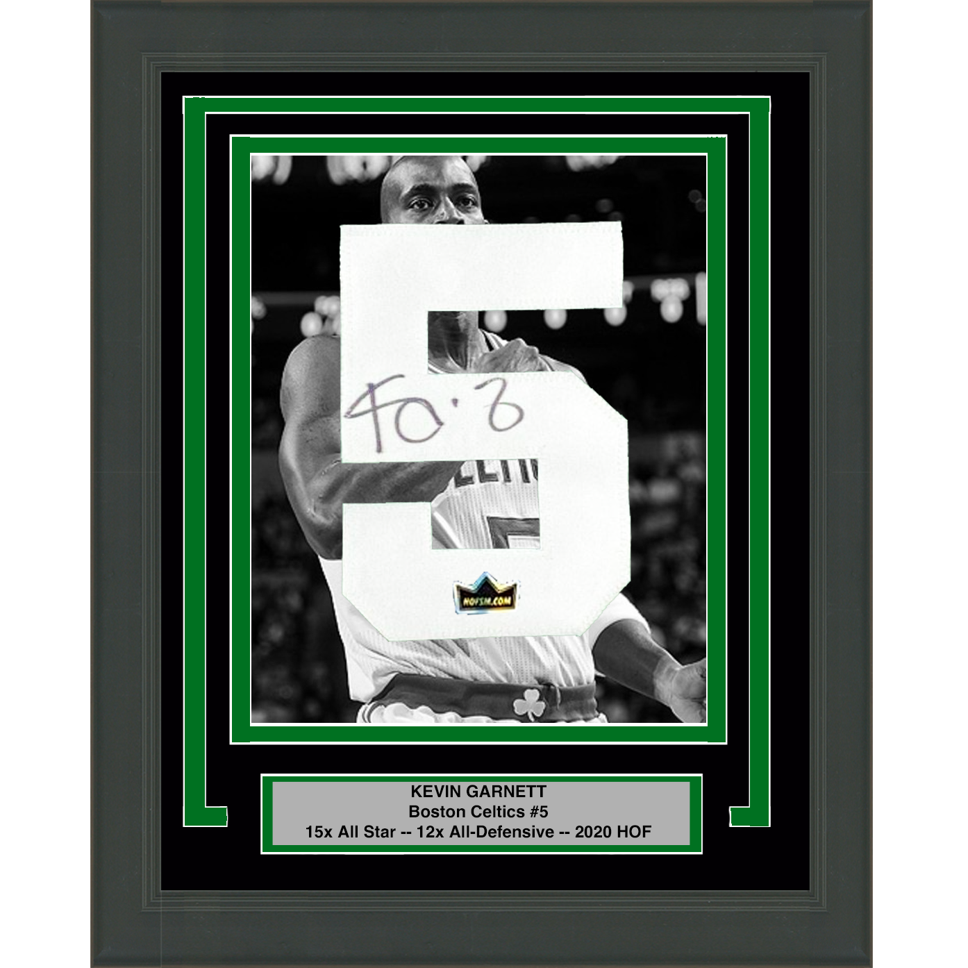 Framed Kevin Garnett Facsimile Autographed Jersey Number 20x24 Boston Celtics Reprint Laser Auto Bas