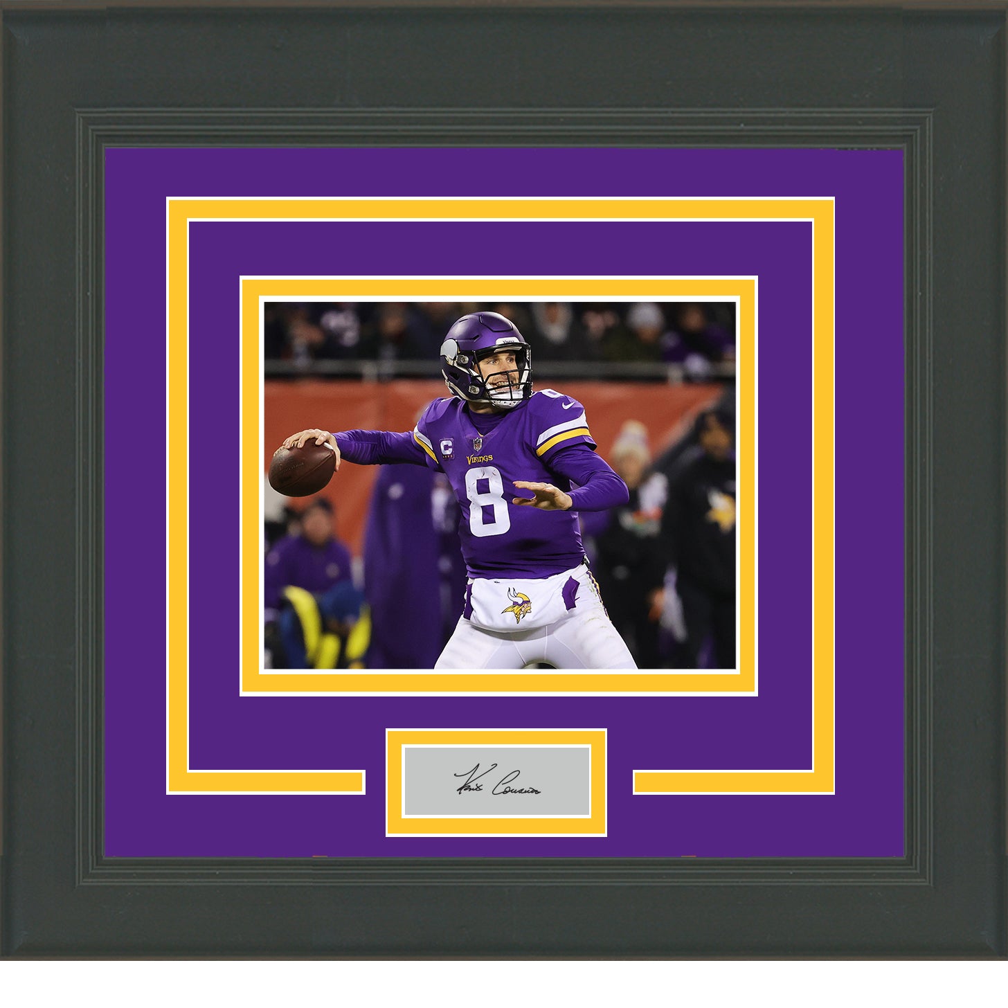 Framed Kirk Cousins Facsimile Laser Engraved Signature Auto