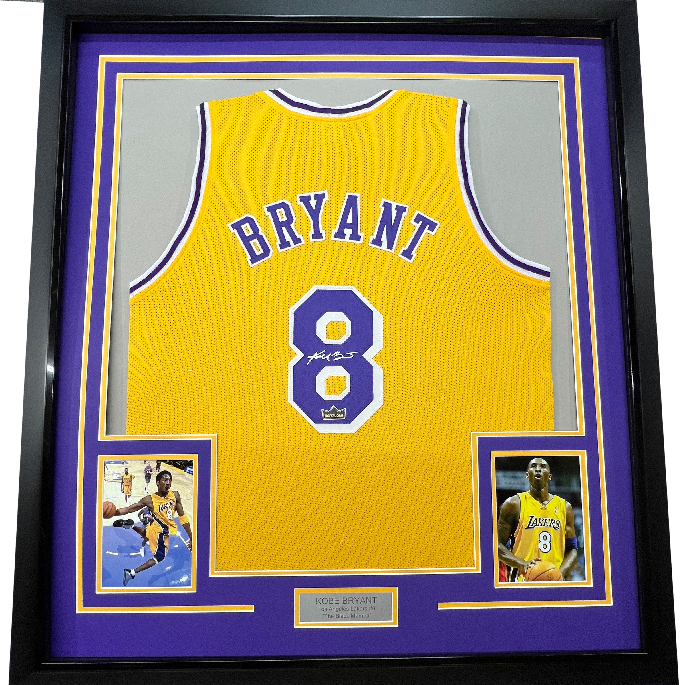 Framed Facsimile Autographed Kobe Bryant 33x42 #8 Los Angeles LA Yellow Reprint Laser Auto Basketbal