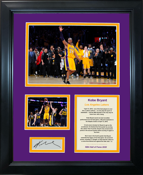 Kobe Bryant Lakers Jersey Number Retirement 12x15 Custom Framed