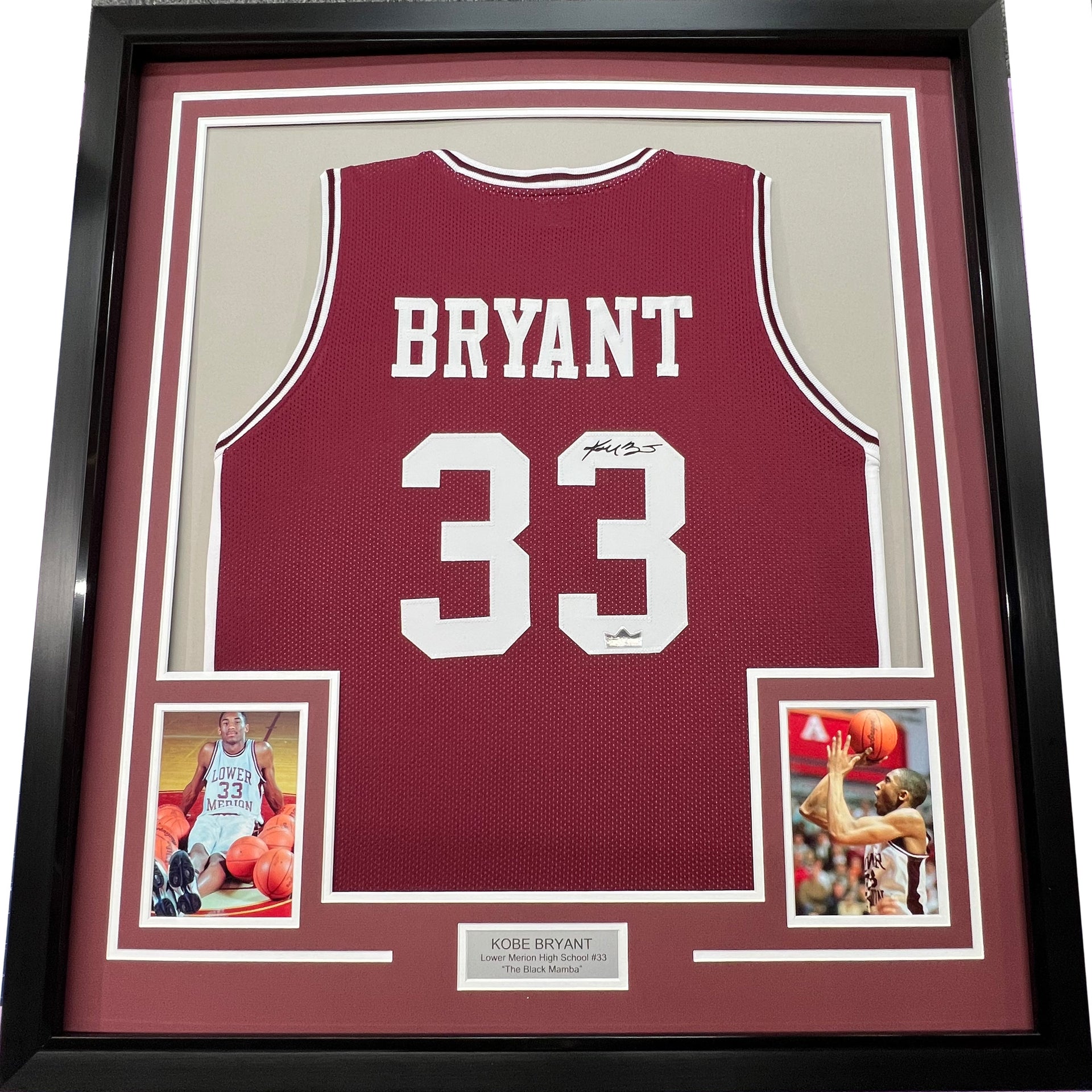 Framed Facsimile Autographed Kobe Bryant 33x42 Lower Merion 