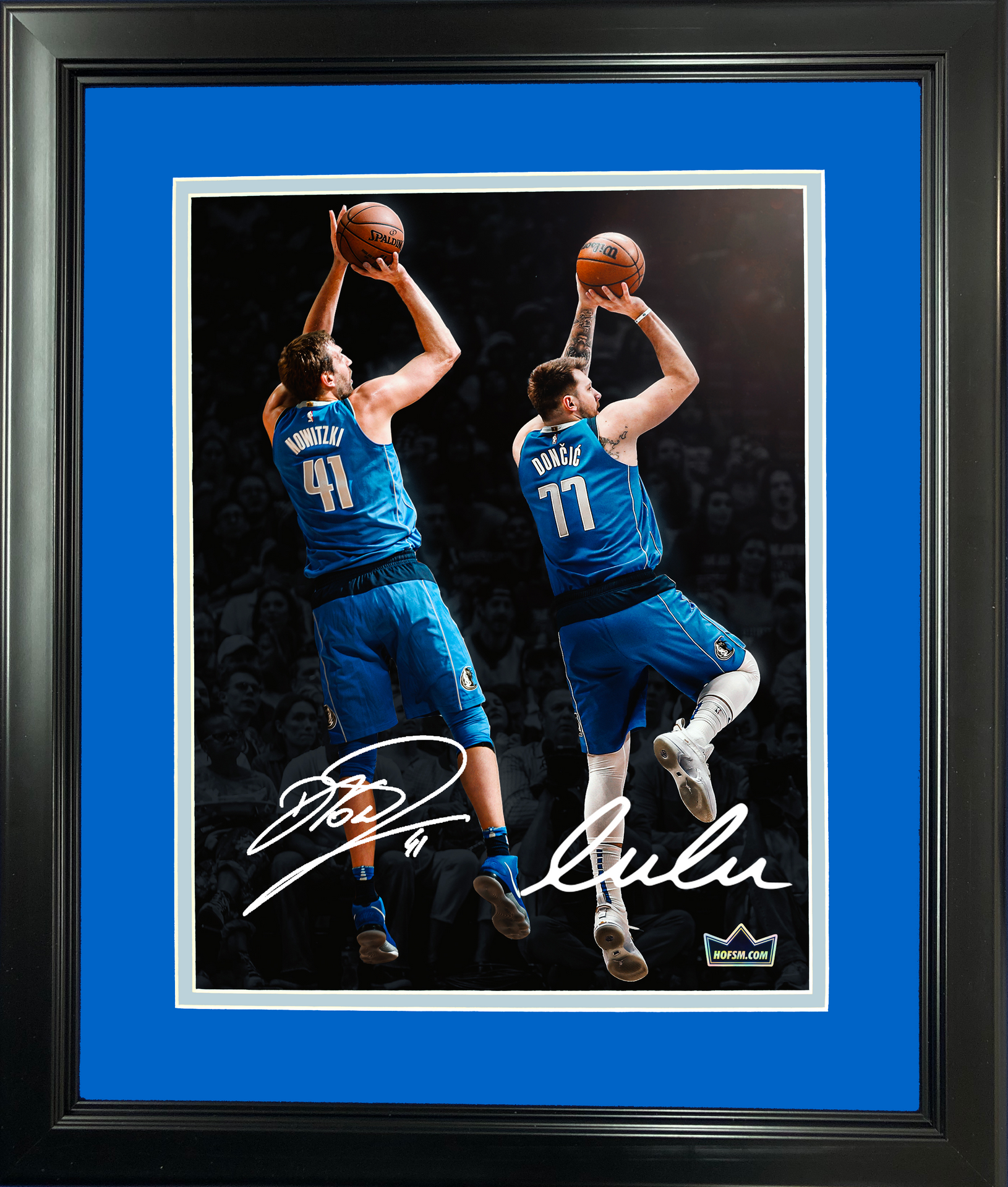 Dirk Nowitzki Autographed Blue Dallas Jersey - Beautifully Matted