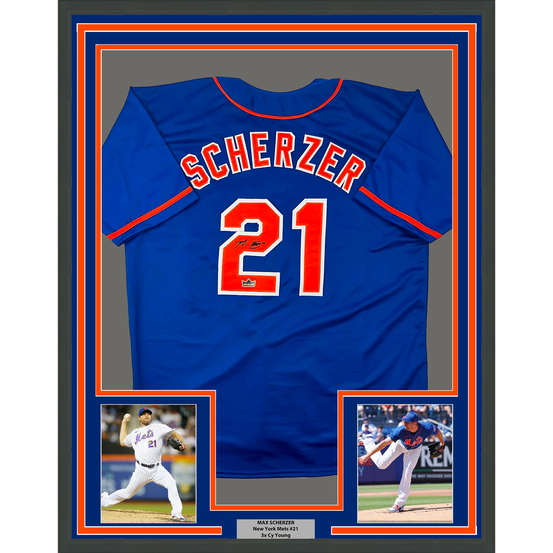 Framed Facsimile Autographed Max Scherzer 33x42 New York Blue Reprint Laser  Auto Baseball Jersey - Hall of Fame Sports Memorabilia