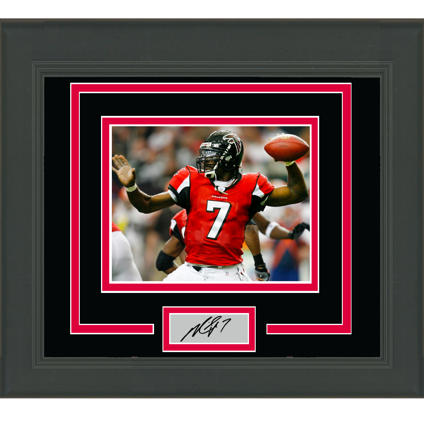 Michael Vick Autographed & Framed Black Atlanta Falcons Jersey Auto JSA COA