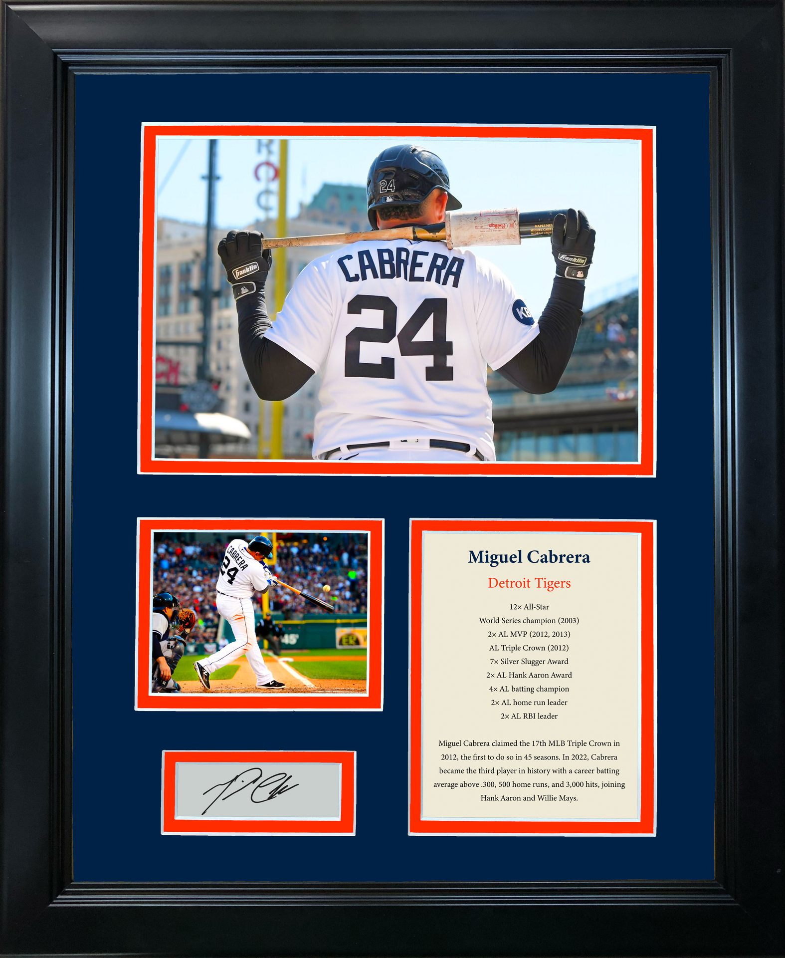 Framed Miguel Cabrera Triple Crown Winner 2012 Facsimile Laser Engraved  Signature Auto Detroit Tigers 12x15 Baseball Photo Collage