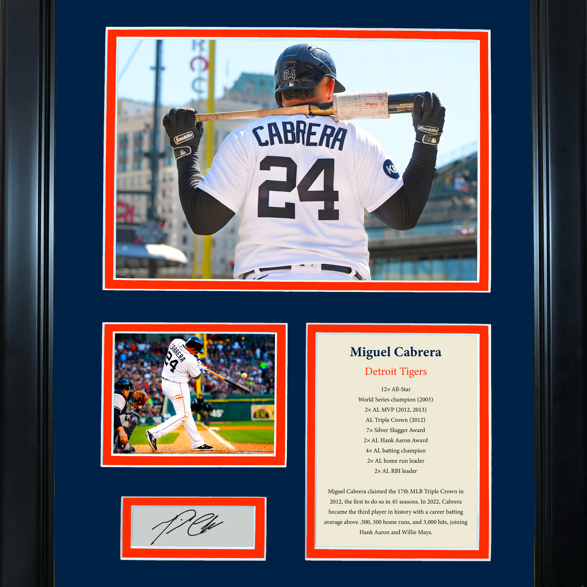 Miguel Cabrera Autographed Detroit Tigers Jersey Inscribed Triple