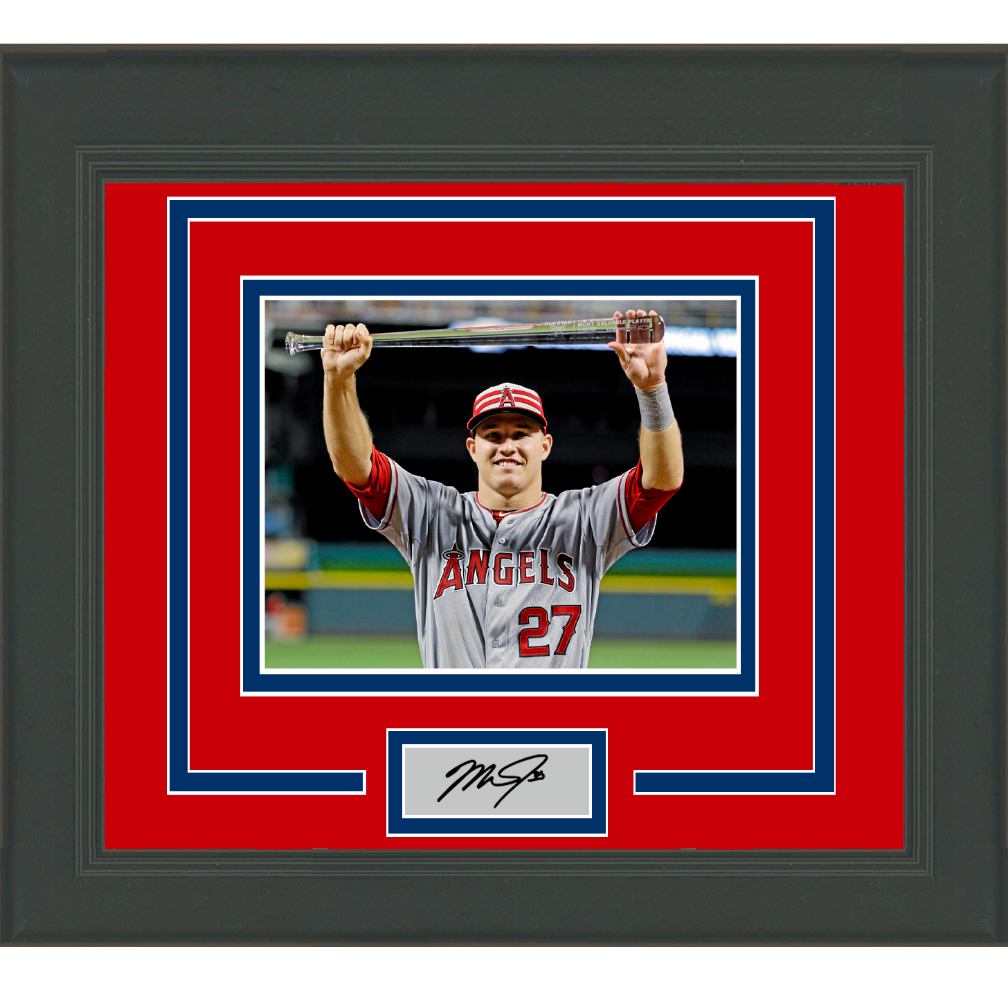 Mike Trout Autographed Signed Framed Matted Los Angeles Angels Jersey PSA  DNA COA