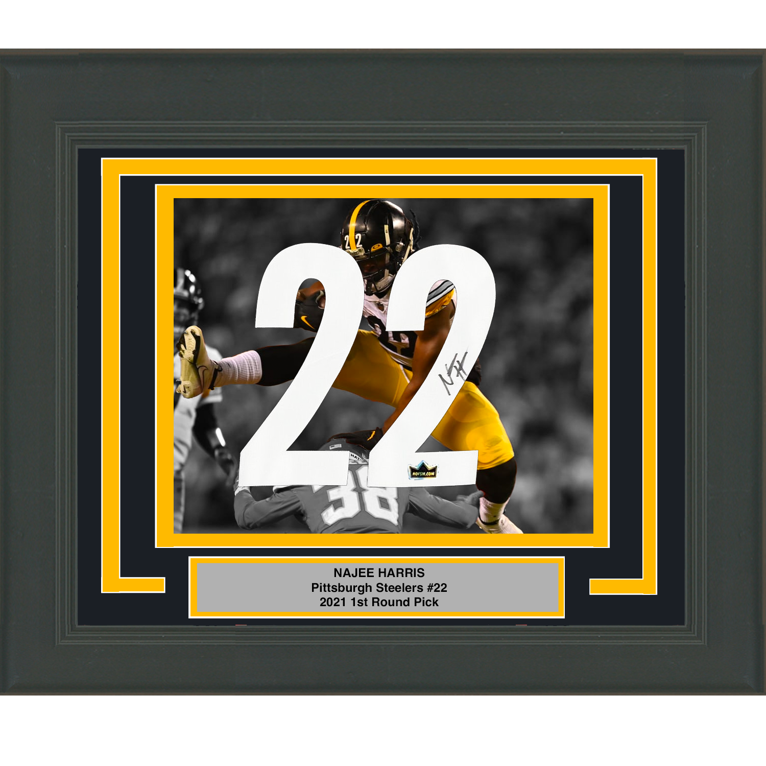 Framed Najee Harris Facsimile Autographed Jersey Number 23x21 Pittsburgh Steelers Reprint Laser Auto