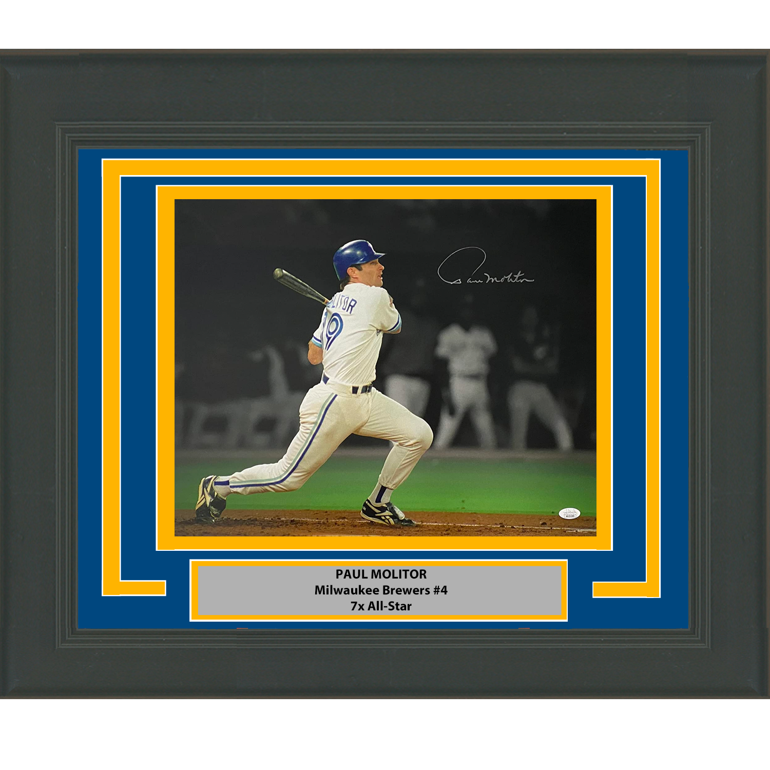 Framed Autographed/Signed Paul Molitor Milwaukee Brewers 16x20