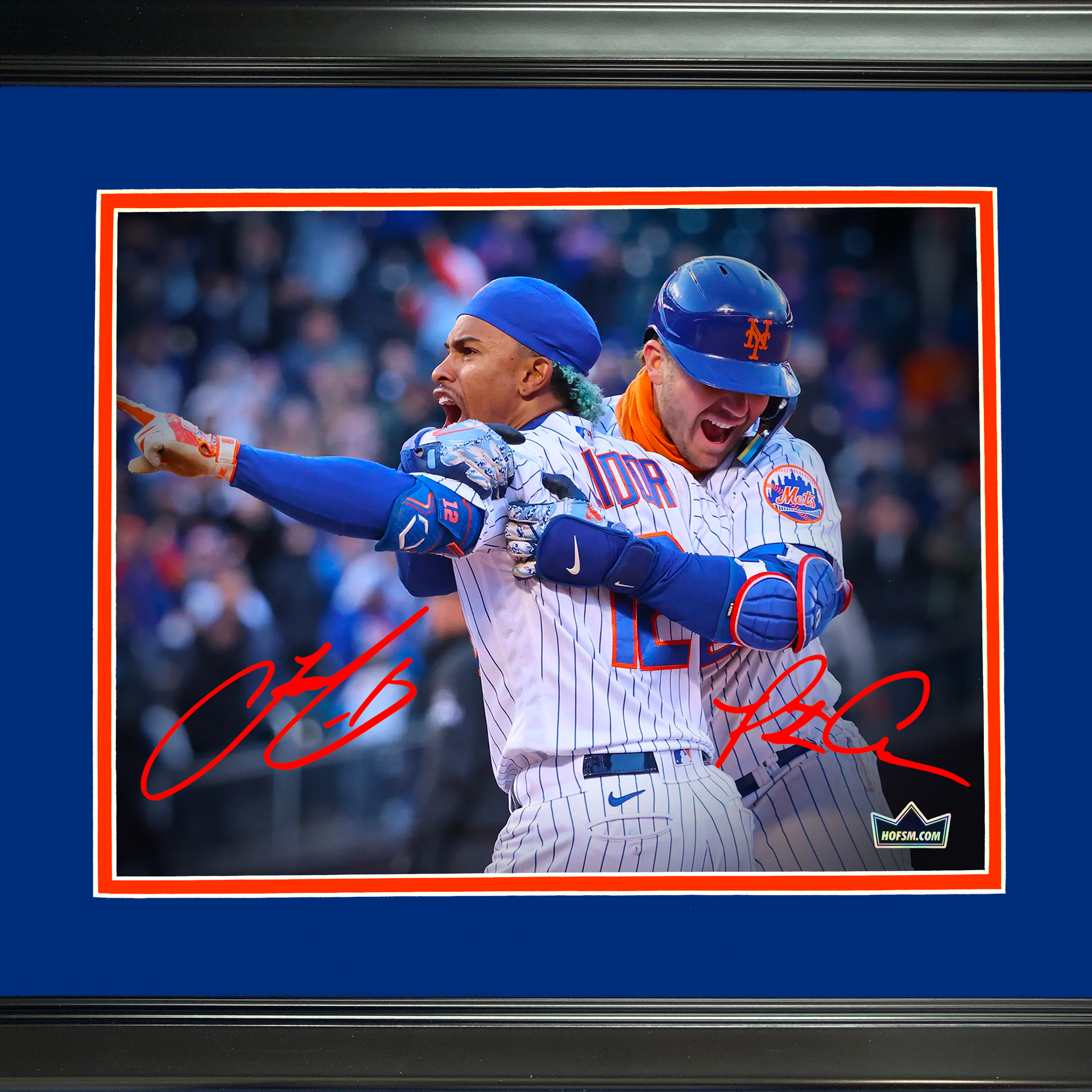 Framed Facsimile Autographed Pete Alonso 33x42 New York Blue