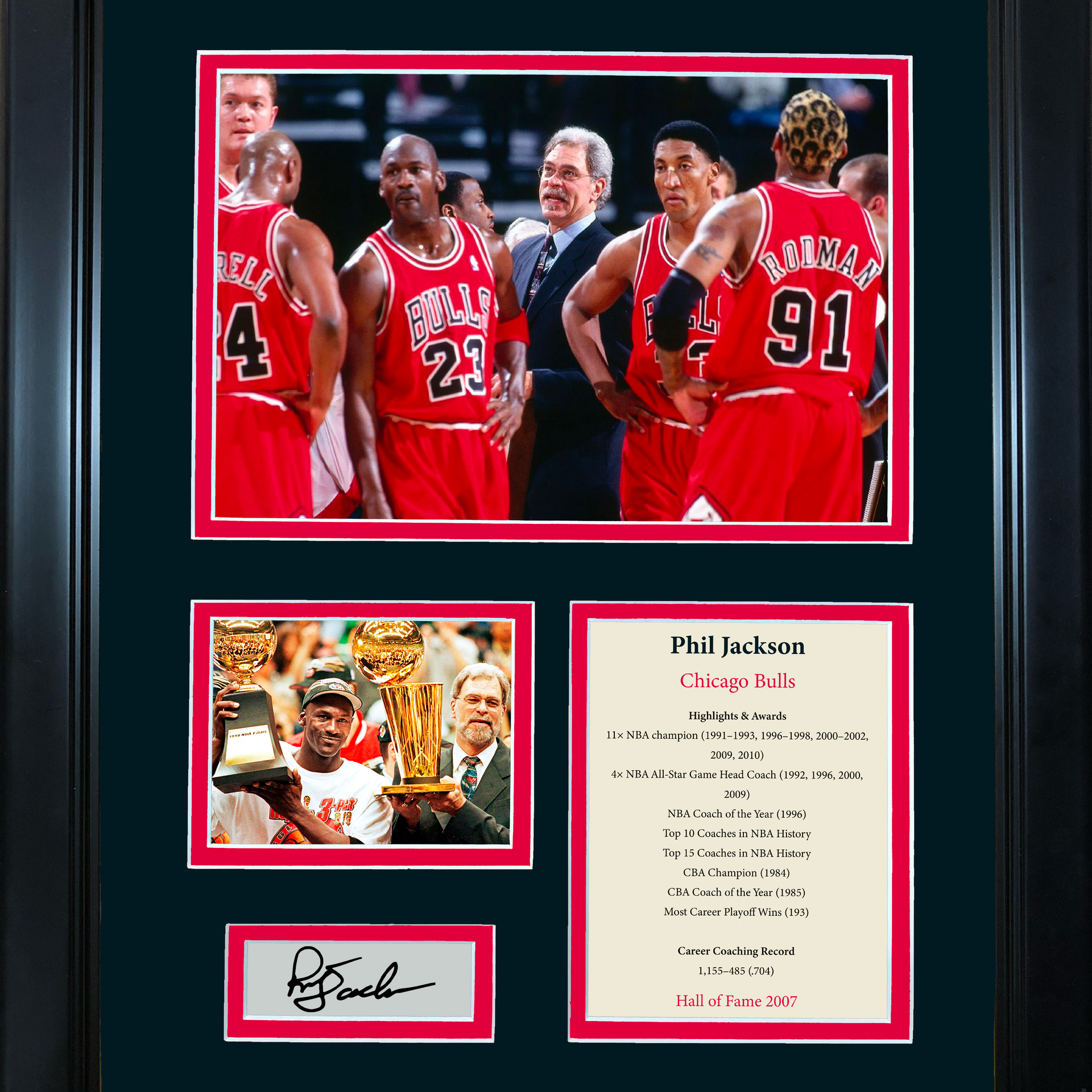 Dennis Rodman Autographed & Framed Red Chicago Jersey Auto JSA COA