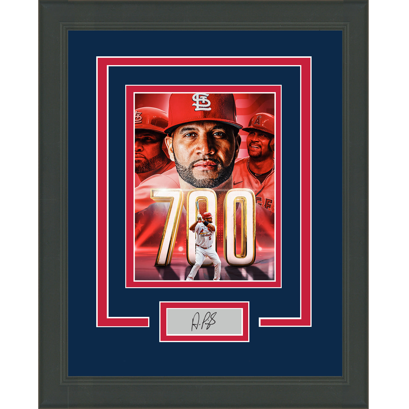 Framed Albert Pujols 700 Homeruns HOF Facsimile Laser Engraved