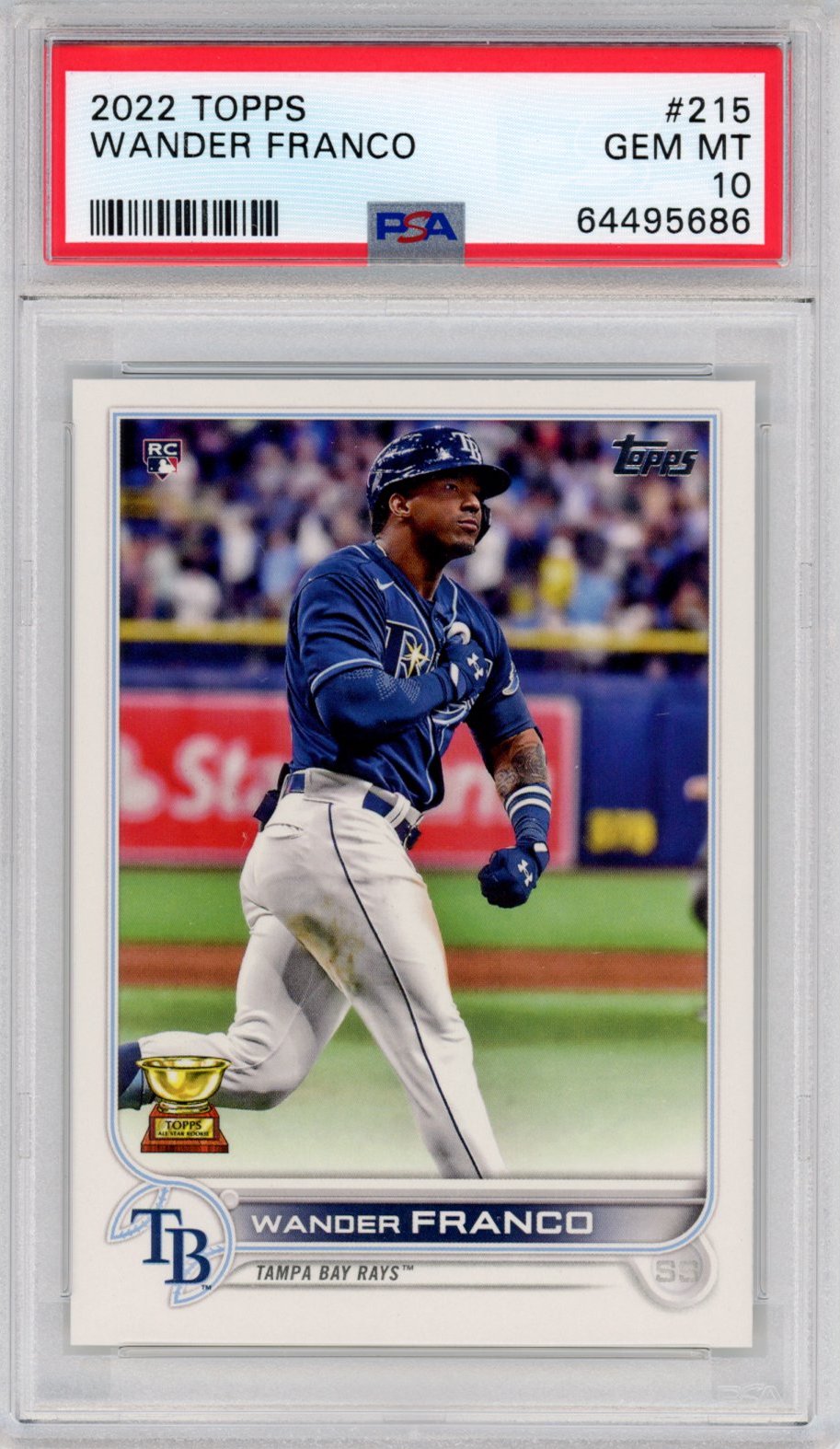 Graded 2022 Topps Wander Franco 215 Rookie Cup RC Baseball Card PSA 10 Gem Mint Hall of Fame