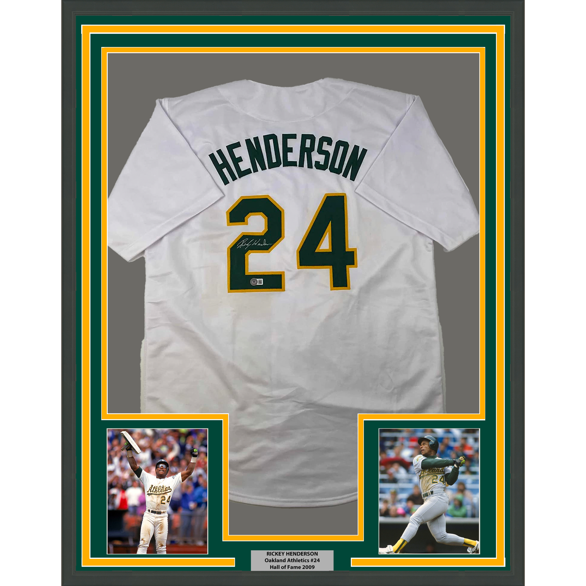 Framed Rickey Henderson Oakland Athletics Autographed White Mitchell and  Ness Authentic Jersey with HOF 2009 Inscription