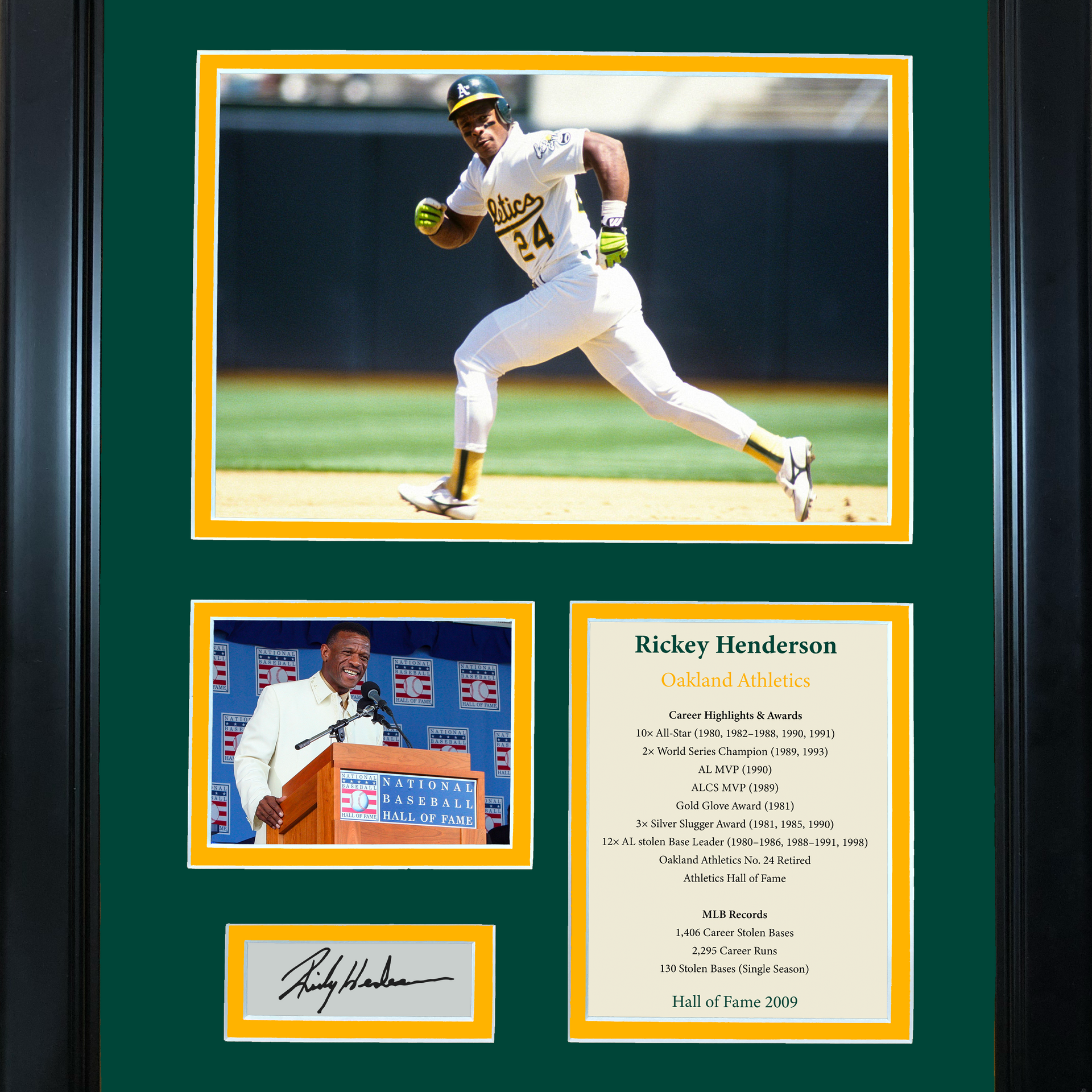 Rickey Henderson Oakland Athletics Autographed Hall of Fame