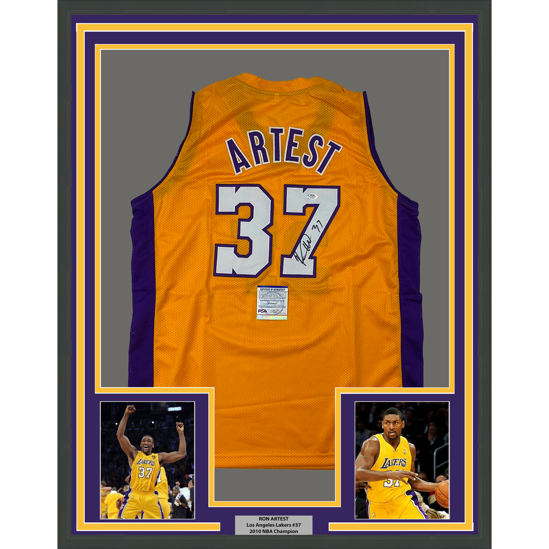 Ron Artest Signed Los Angeles Purple Basketball Jersey 