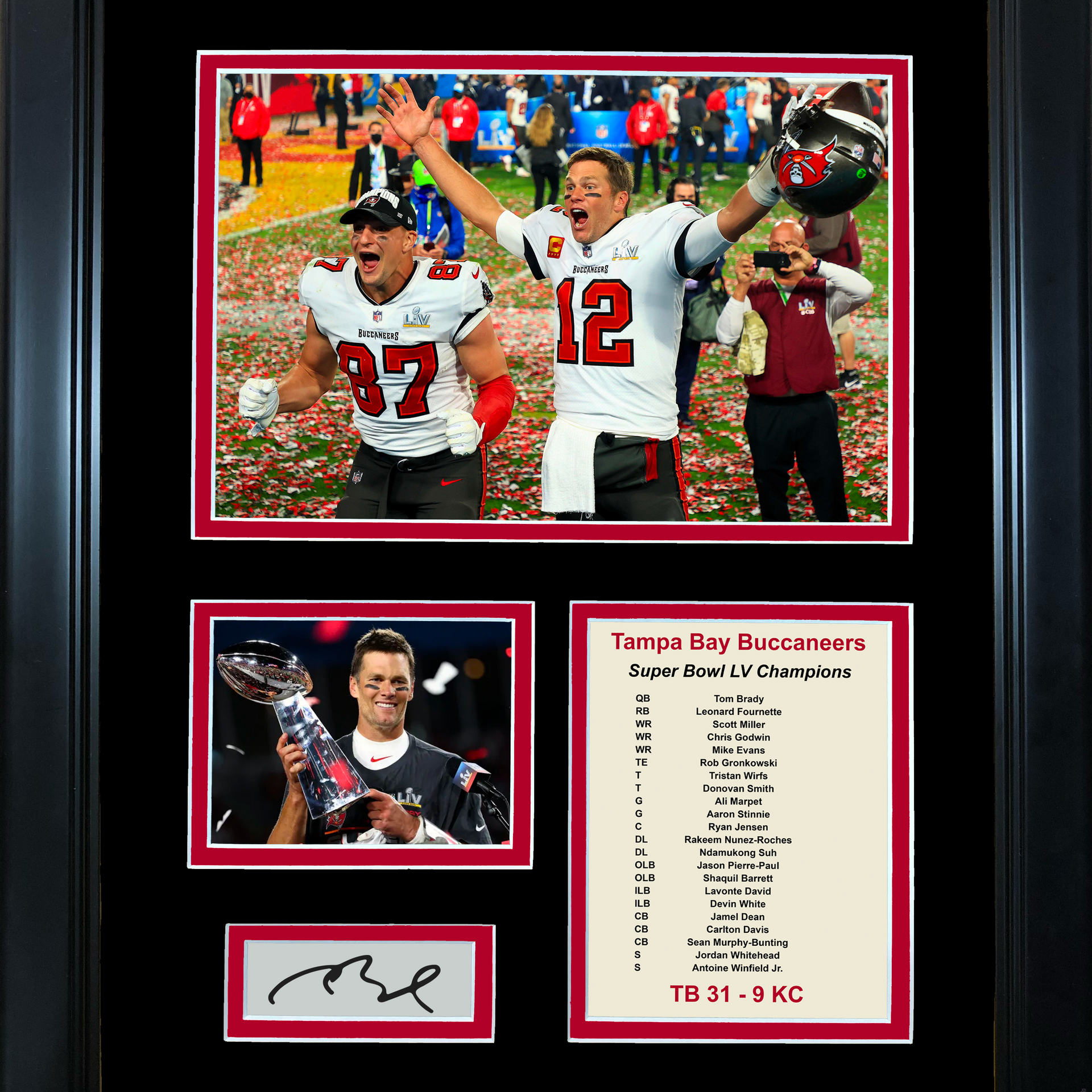 Tom Brady Autographed Tampa Bay Buccaneers Framed White Jersey COA Signed  Memorabilia