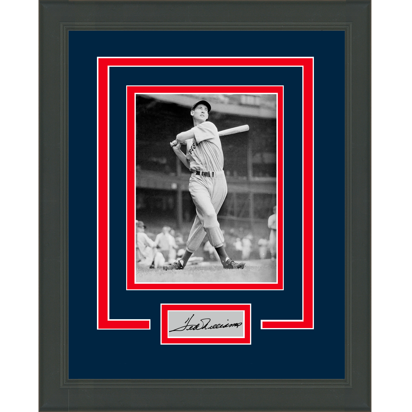 Framed Ted Williams Boston Red Sox Facsimile Laser Engraved Signature Auto  12x15 Baseball Photo HOFSM Holo - Hall of Fame Sports Memorabilia