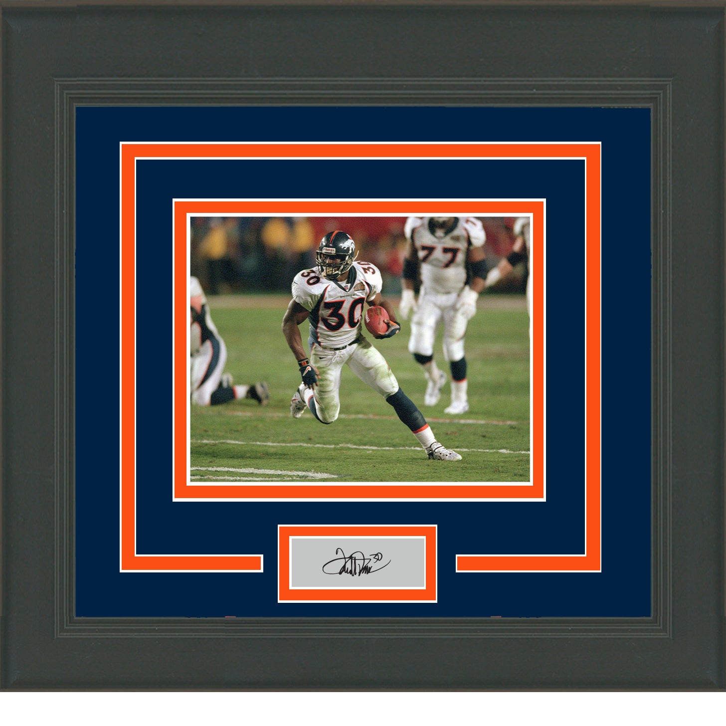 Terrell Davis Autographed and Framed Orange Denver Jersey Auto Beckett COA