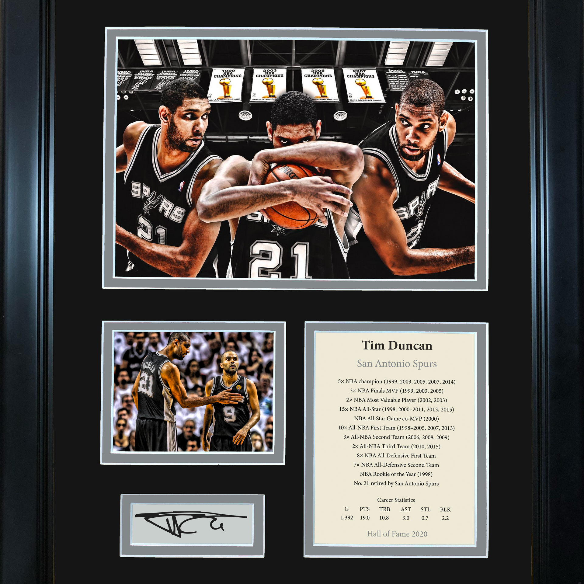 Framed Tim Duncan Hall of Fame Facsimile Laser Engraved Signature Auto San  Antonio Spurs Basketball 12x15 Photo Collage - Hall of Fame Sports  Memorabilia