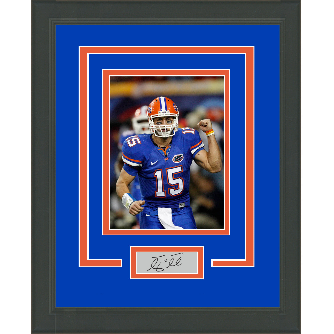 Framed Tim Tebow Facsimile Laser Engraved Signature Auto Florida Gators  14x17 Football Photo - Hall of Fame Sports Memorabilia