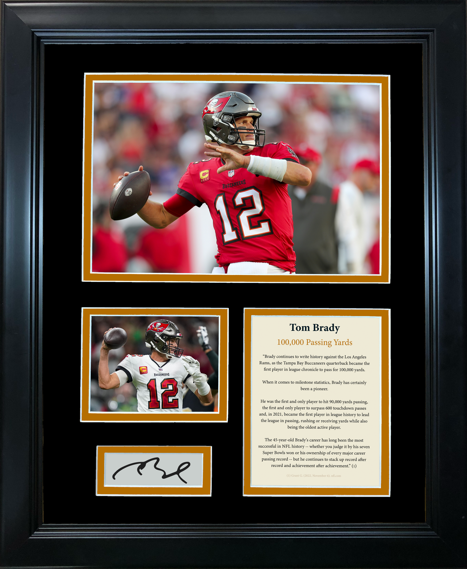 Tom Brady Autographed Tampa Bay Buccaneers Framed Jersey Red Home COA Signed