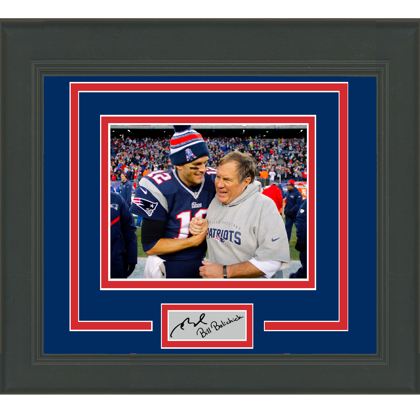 Framed Tom Brady Bill Belichick Dual Facsimile Laser Engraved Signature  Auto New England Patriots 15x16 Football Photo - Hall of Fame Sports  Memorabilia